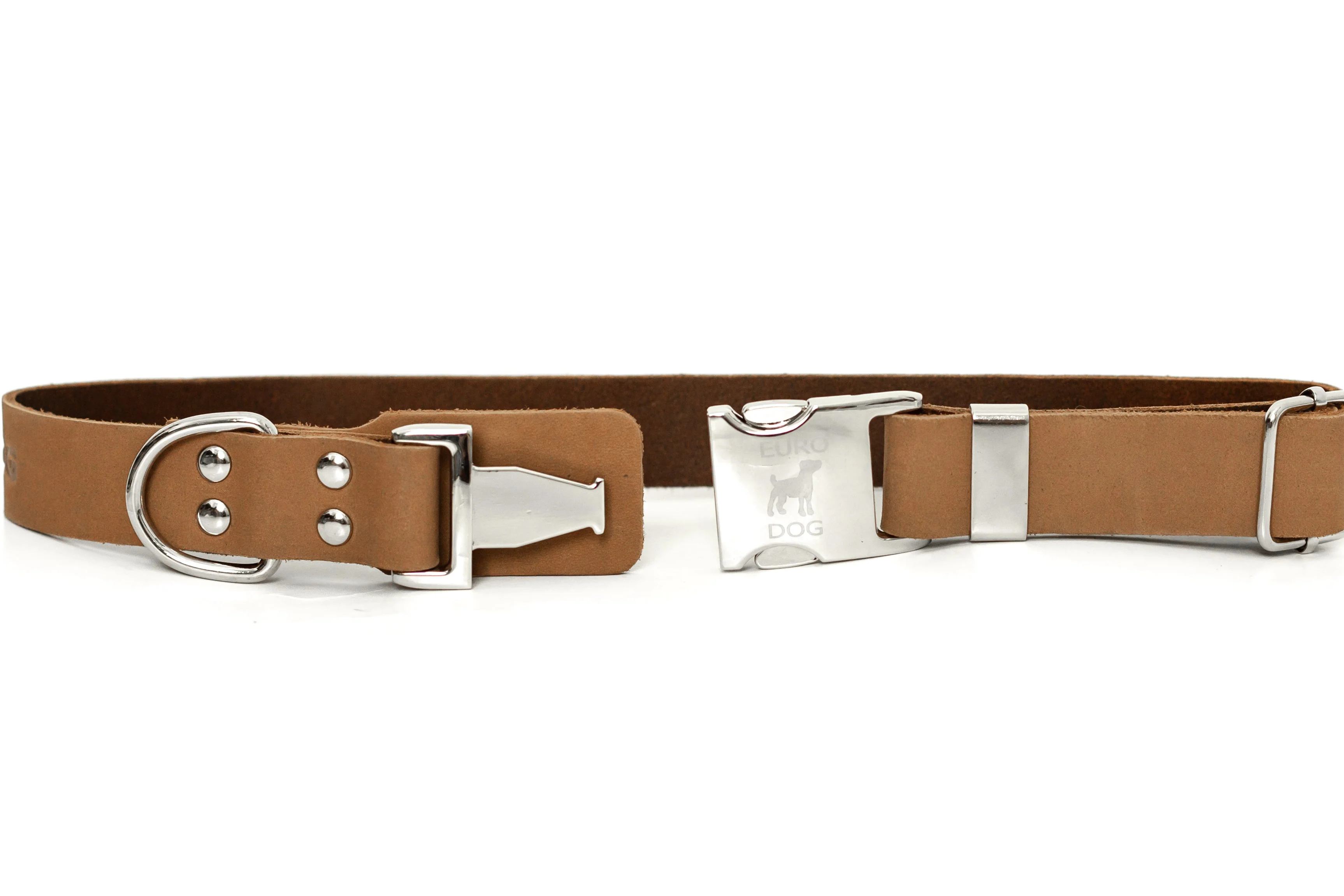 Modern Style Quick-Release Khaki Leather Dog Collar - Image 2