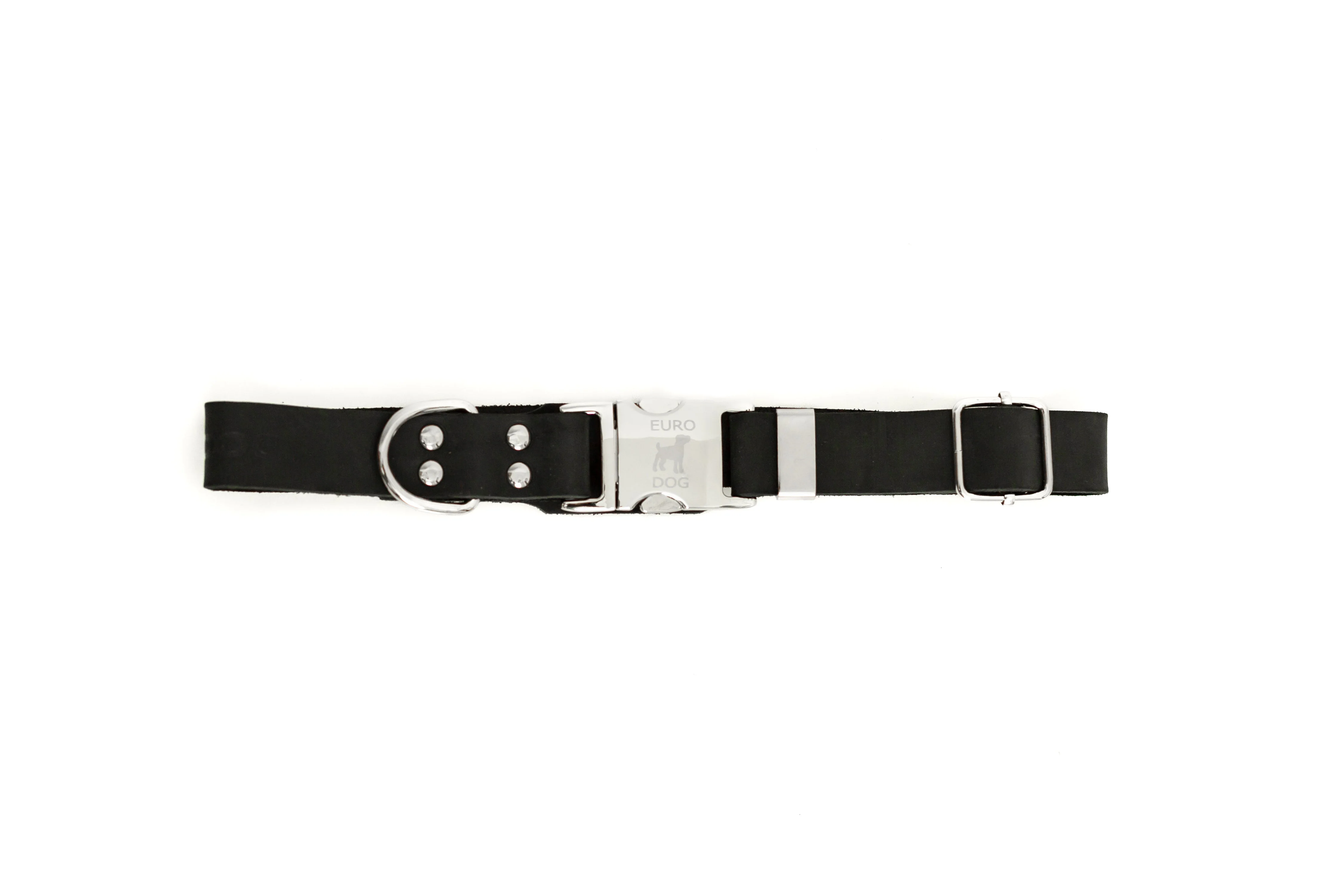 Modern Style Quick-Release Midnight Black Leather Dog Collar - Image 3