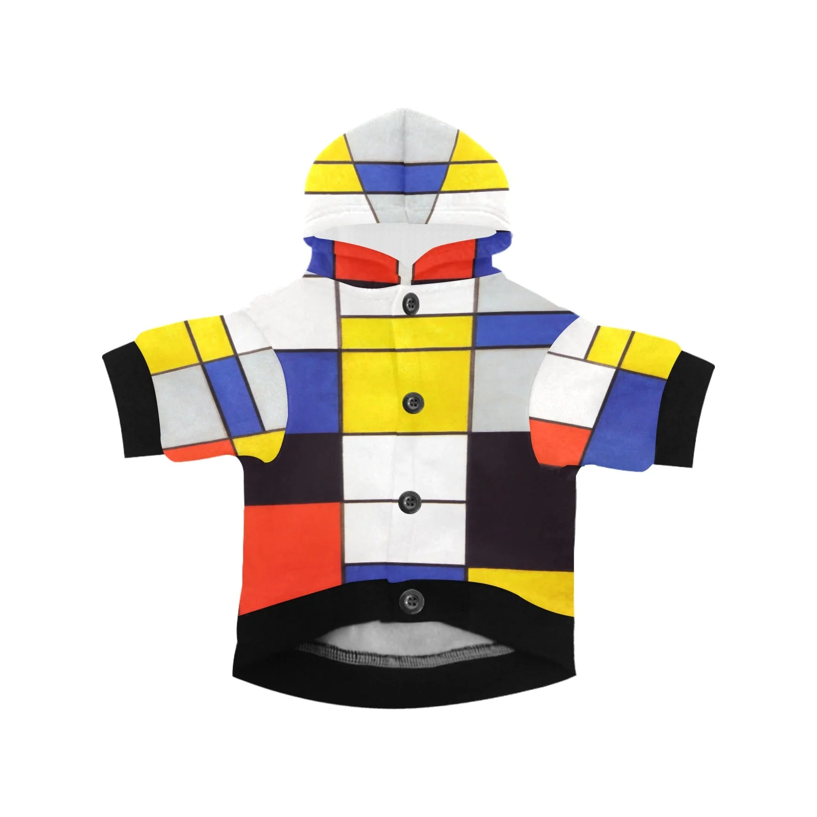Mondrian Composition A Button Hoodie - Image 3