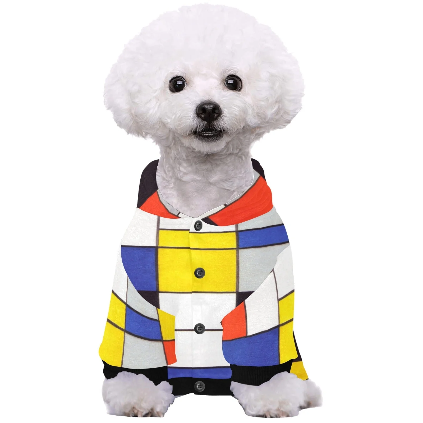 Mondrian Composition A Button Hoodie - Image 4