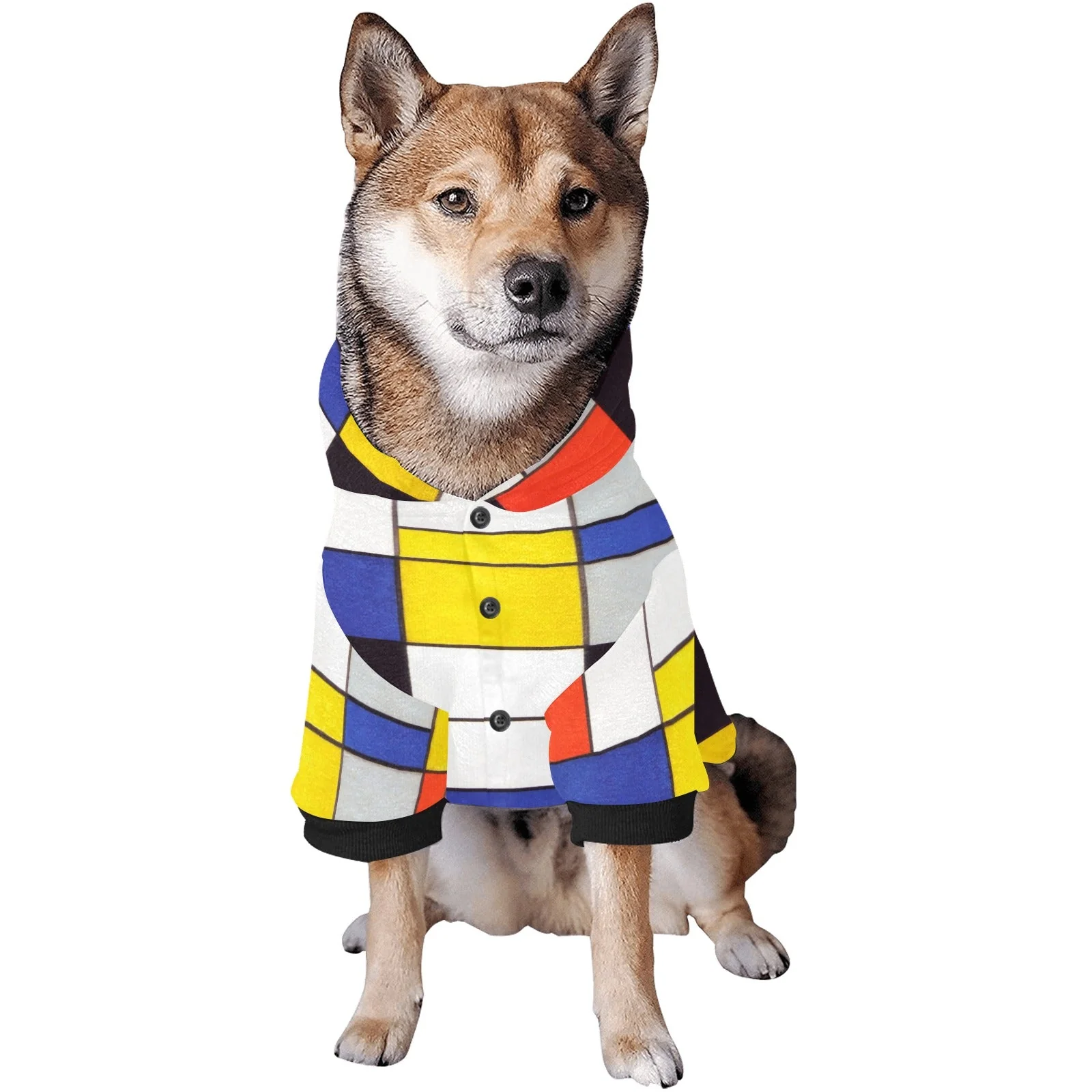 Mondrian Composition A Button Hoodie - Image 6