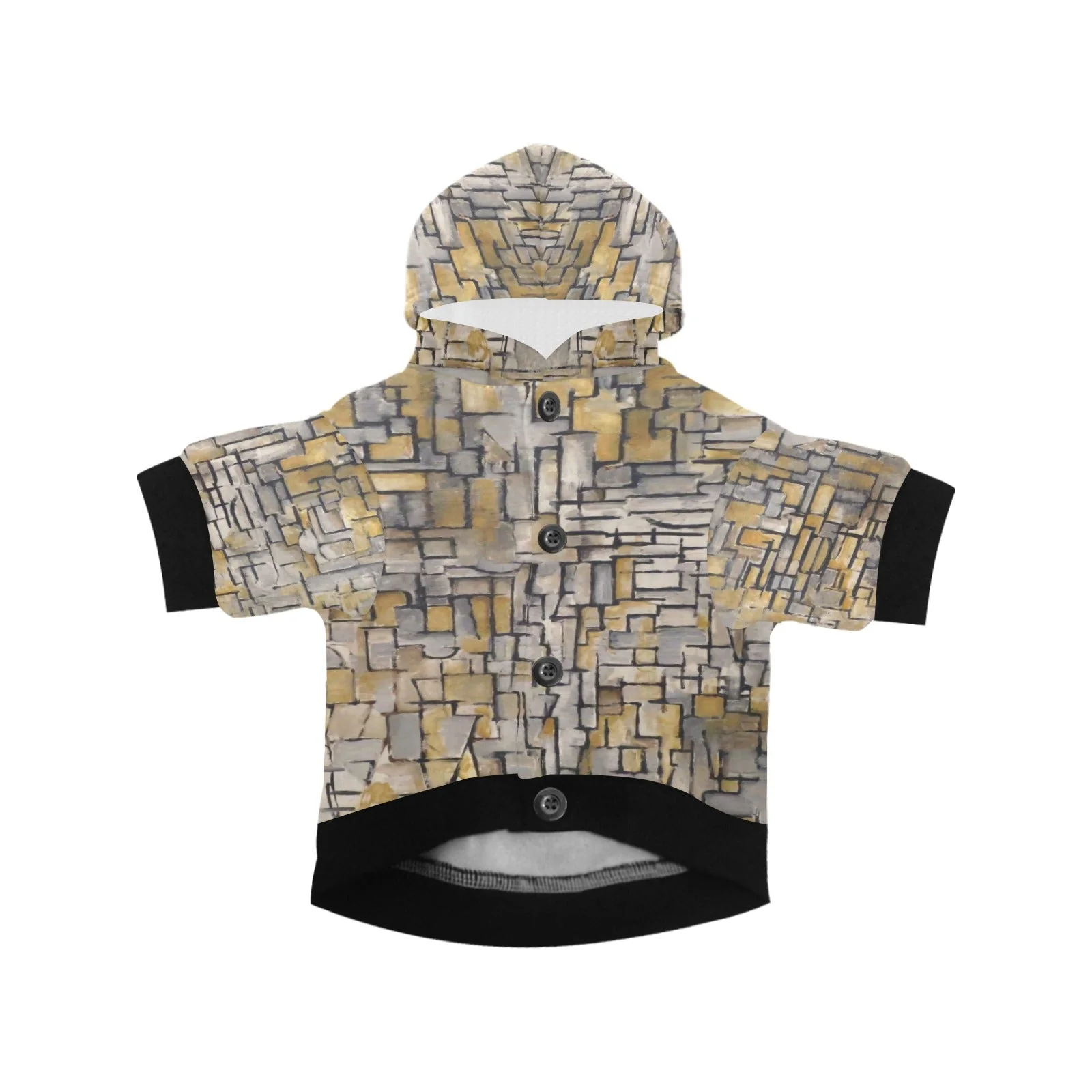 Mondrian Tableau No. 2, Composition No. VII Button Hoodie - Image 3
