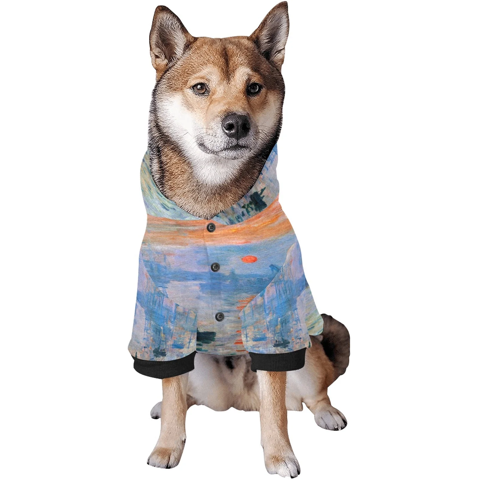 Monet Impression, Sunrise Button Hoodie - Image 6