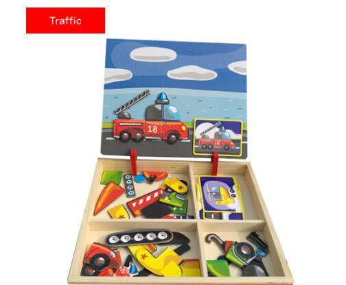 Montessori Magnetic Fun Puzzle Children's Wooden Puzzle Box Game Cartoon Educational Painting Toys For Children Gift Antistress - Image 12