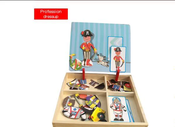 Montessori Magnetic Fun Puzzle Children's Wooden Puzzle Box Game Cartoon Educational Painting Toys For Children Gift Antistress - Image 14