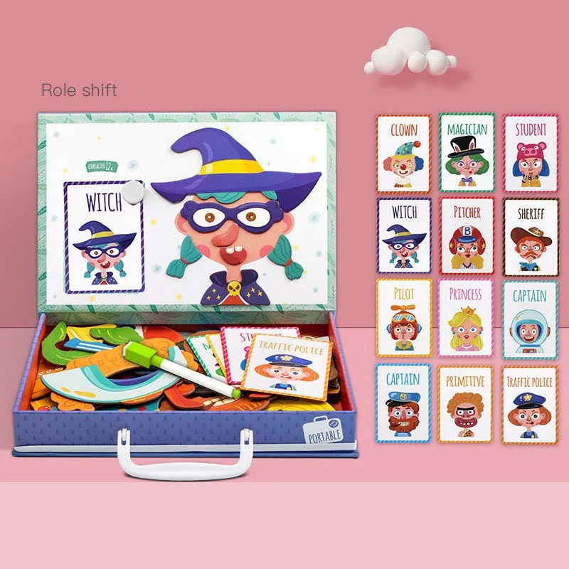 Montessori Magnetic Fun Puzzle Children's Wooden Puzzle Box Game Cartoon Educational Painting Toys For Children Gift Antistress - Image 15