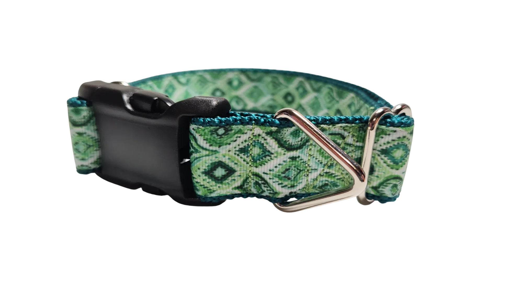 Moroccan Green Pattern Nylon Dog Collar - Image 2