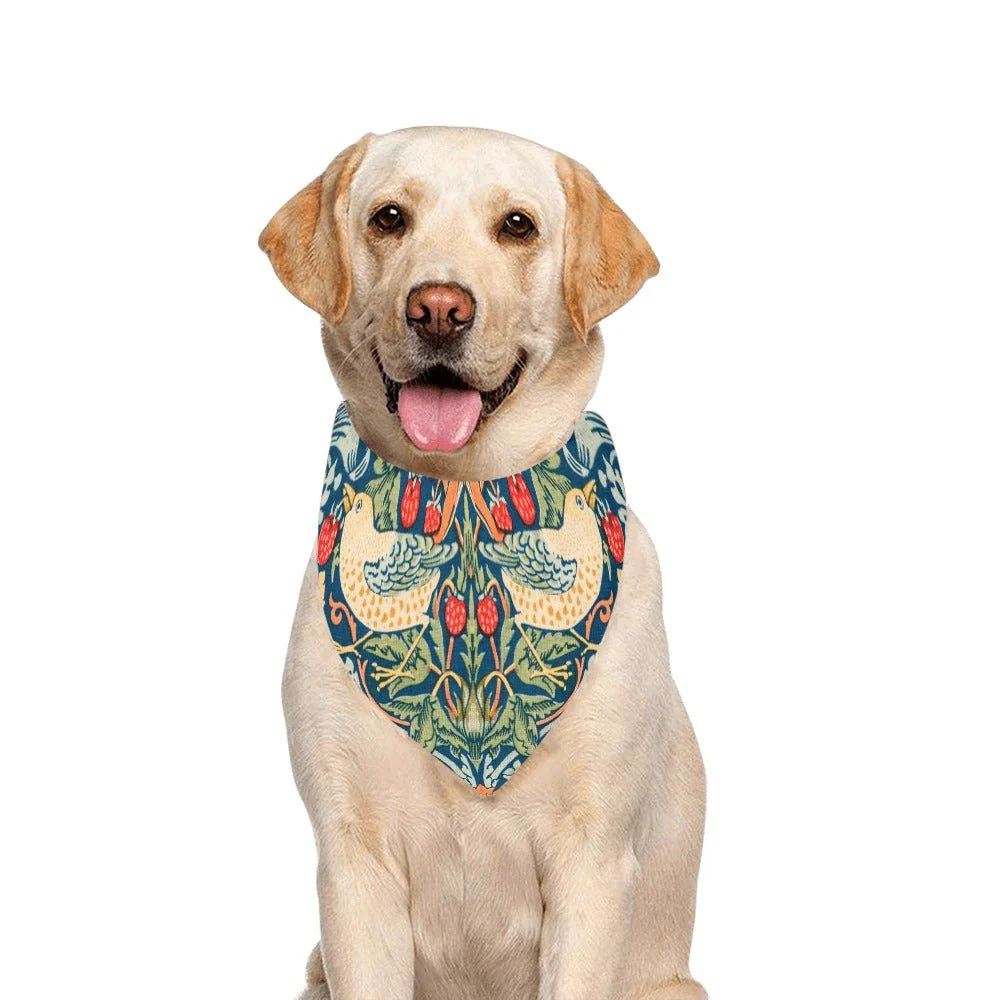 Morris Strawberry Thief Double-Sided Pet Bandana - Image 4