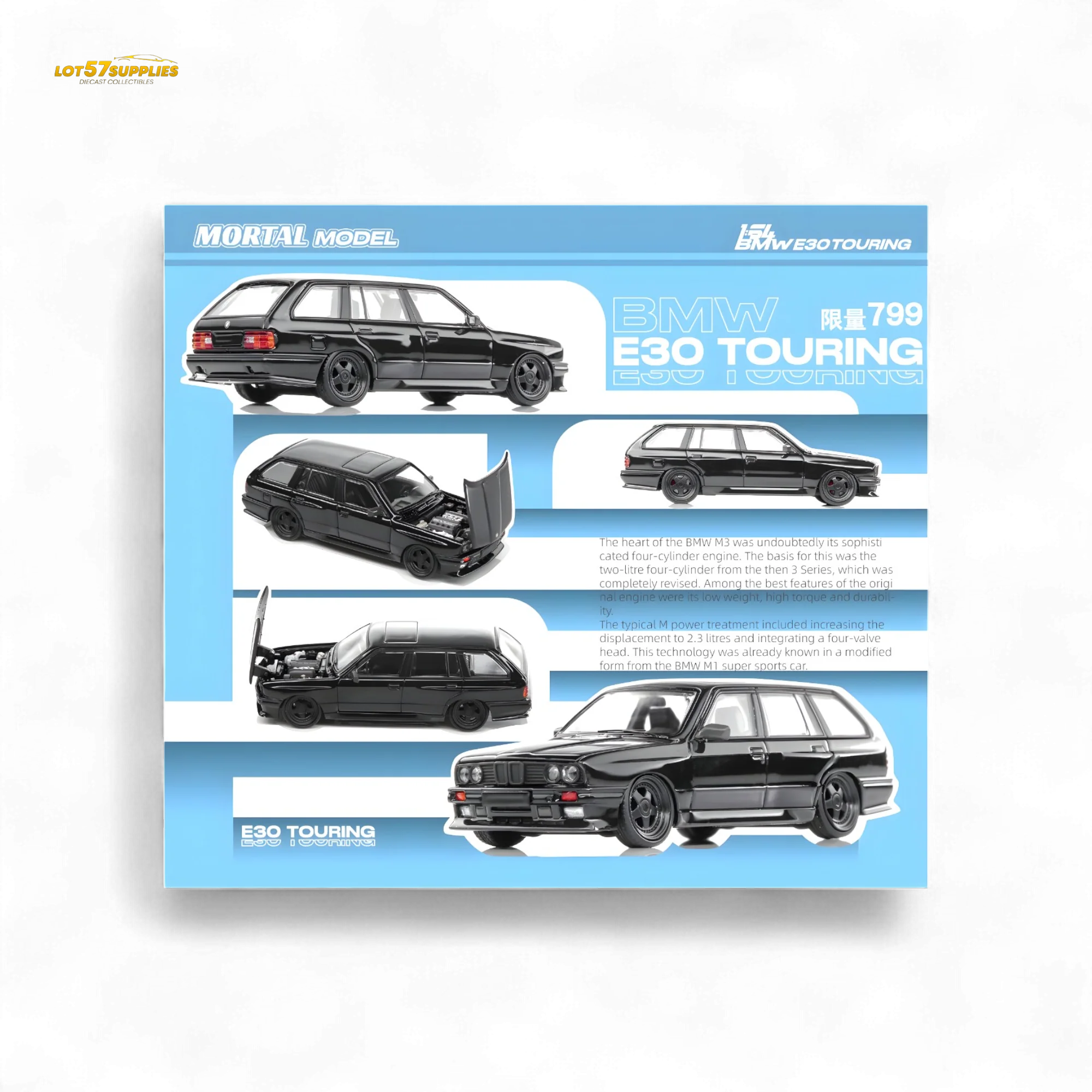 Mortal BMW E30 Cambered Full Black 1:64 - Image 2