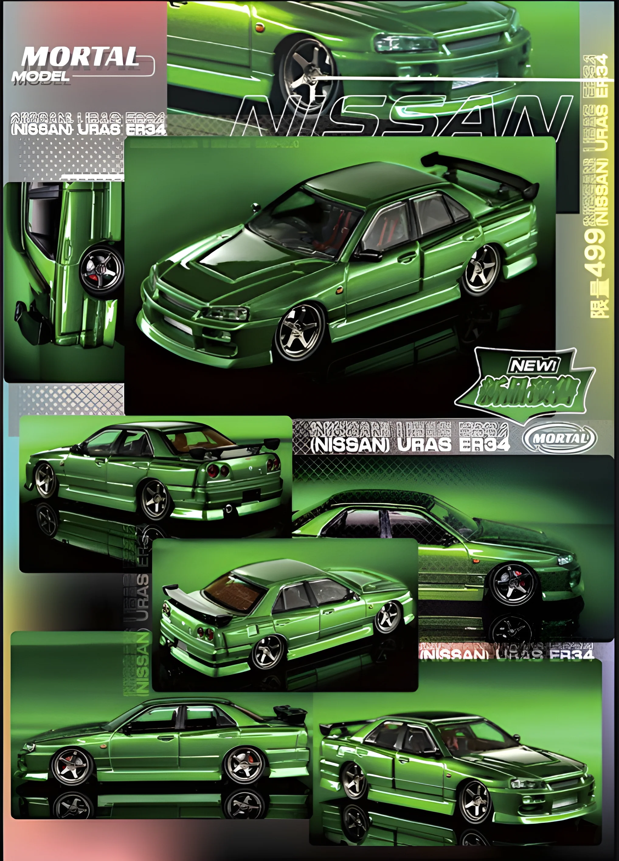 Mortal ER34 Skyline Uras Transparent Metallic Green 1:64 - Image 5