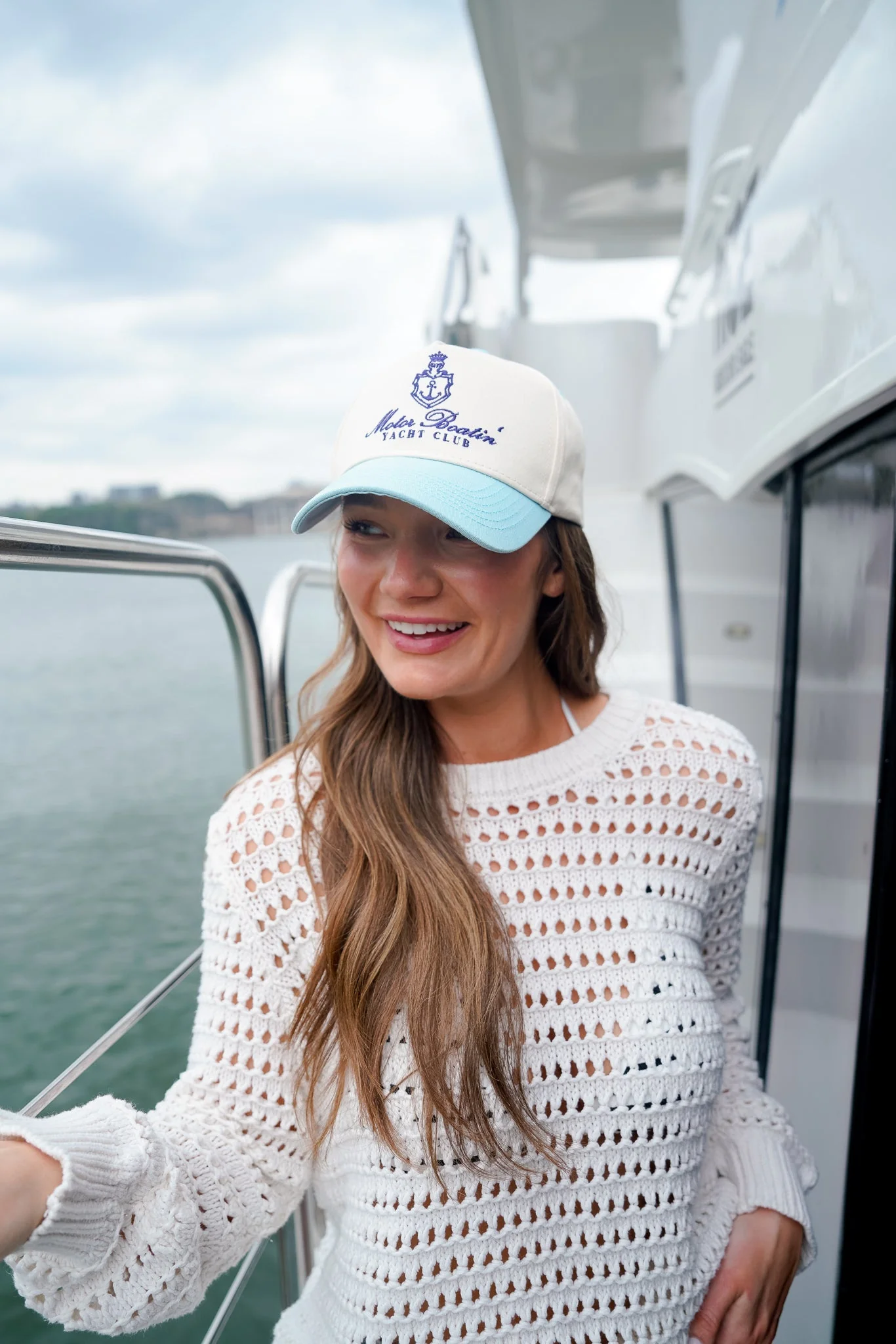 Motor Boatin' Yacht Club - Baby Blue Vintage Trucker Hat - Image 4