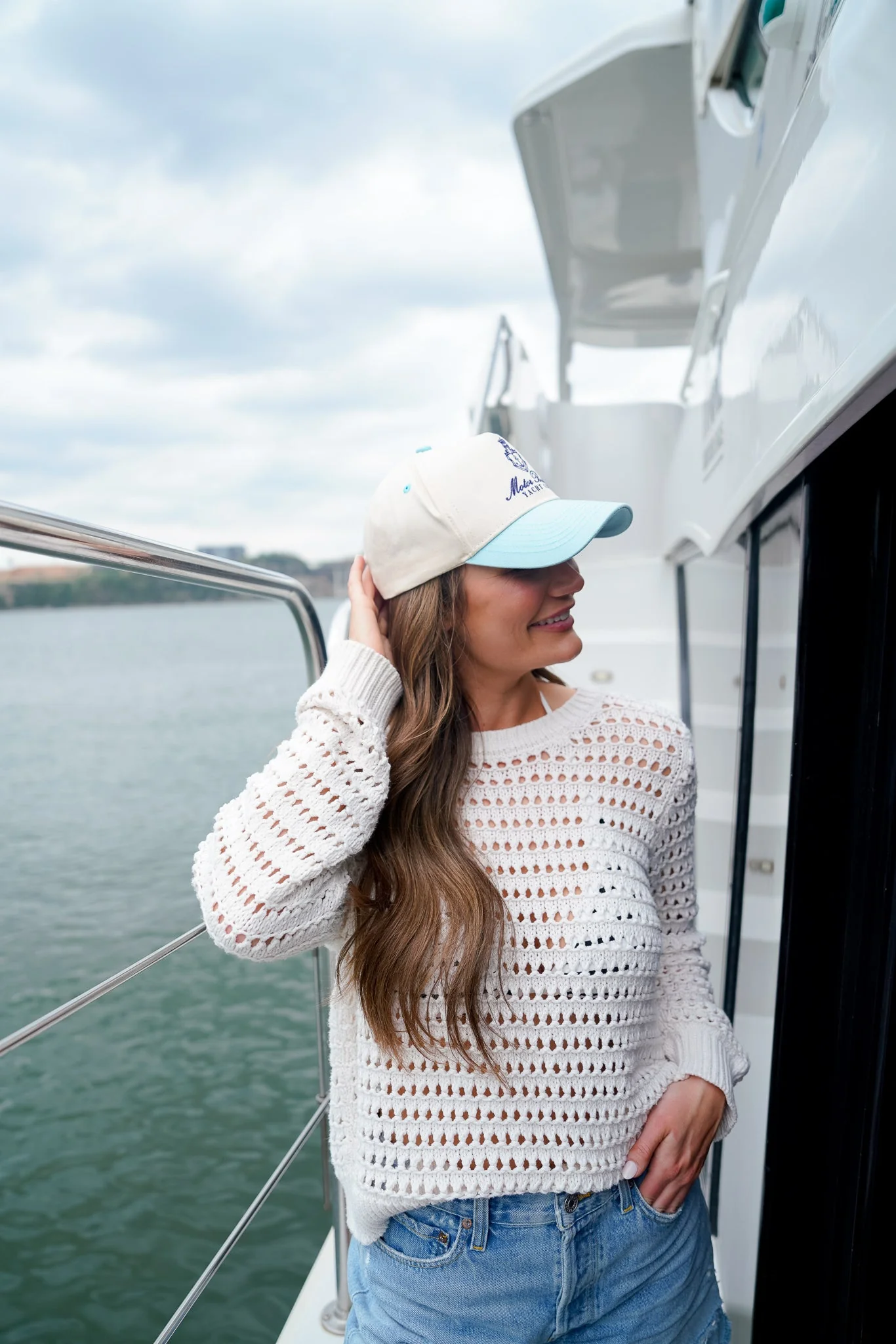 Motor Boatin' Yacht Club - Baby Blue Vintage Trucker Hat - Image 5