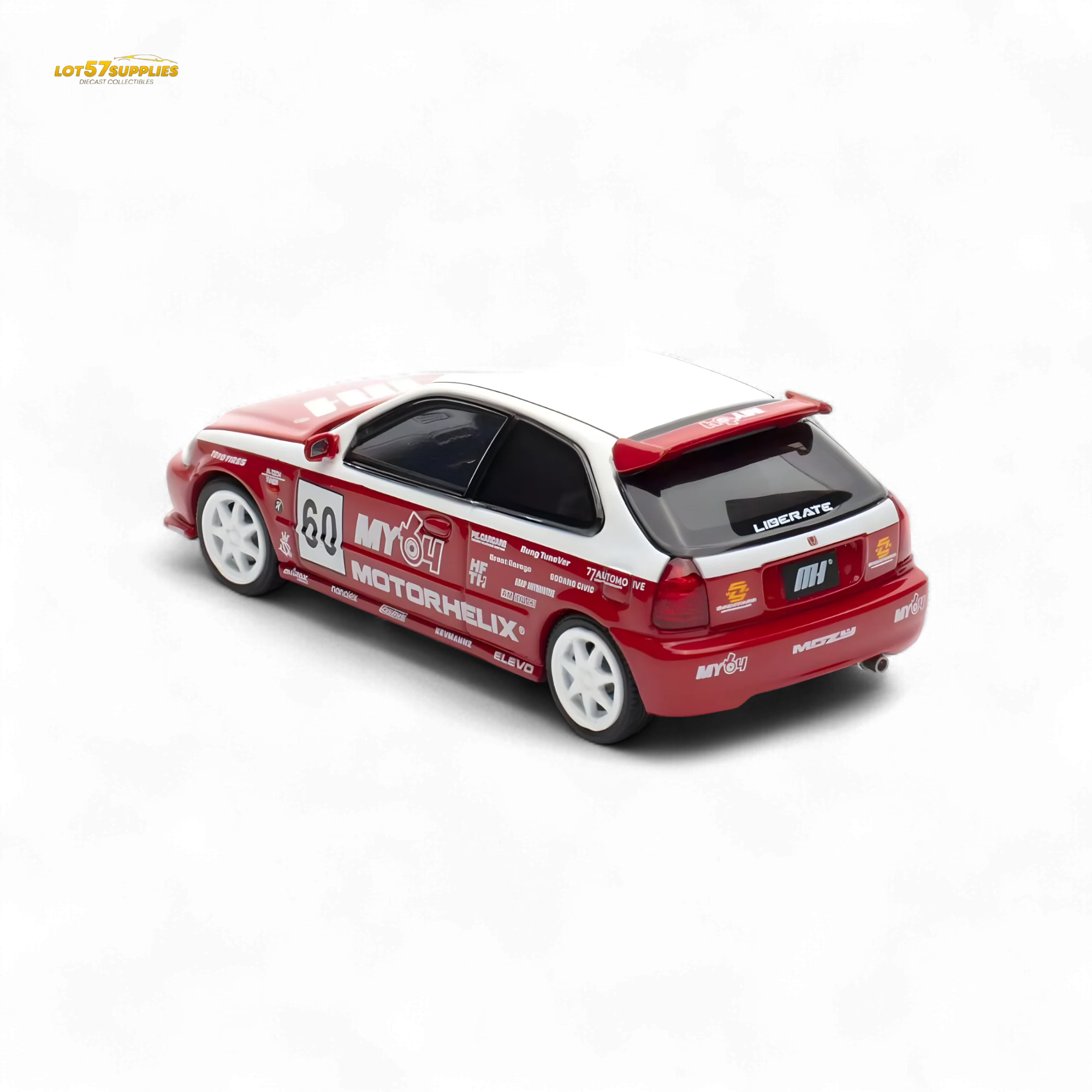 Motorhelix Honda Civic EK9 White Red 1:64 - Image 2