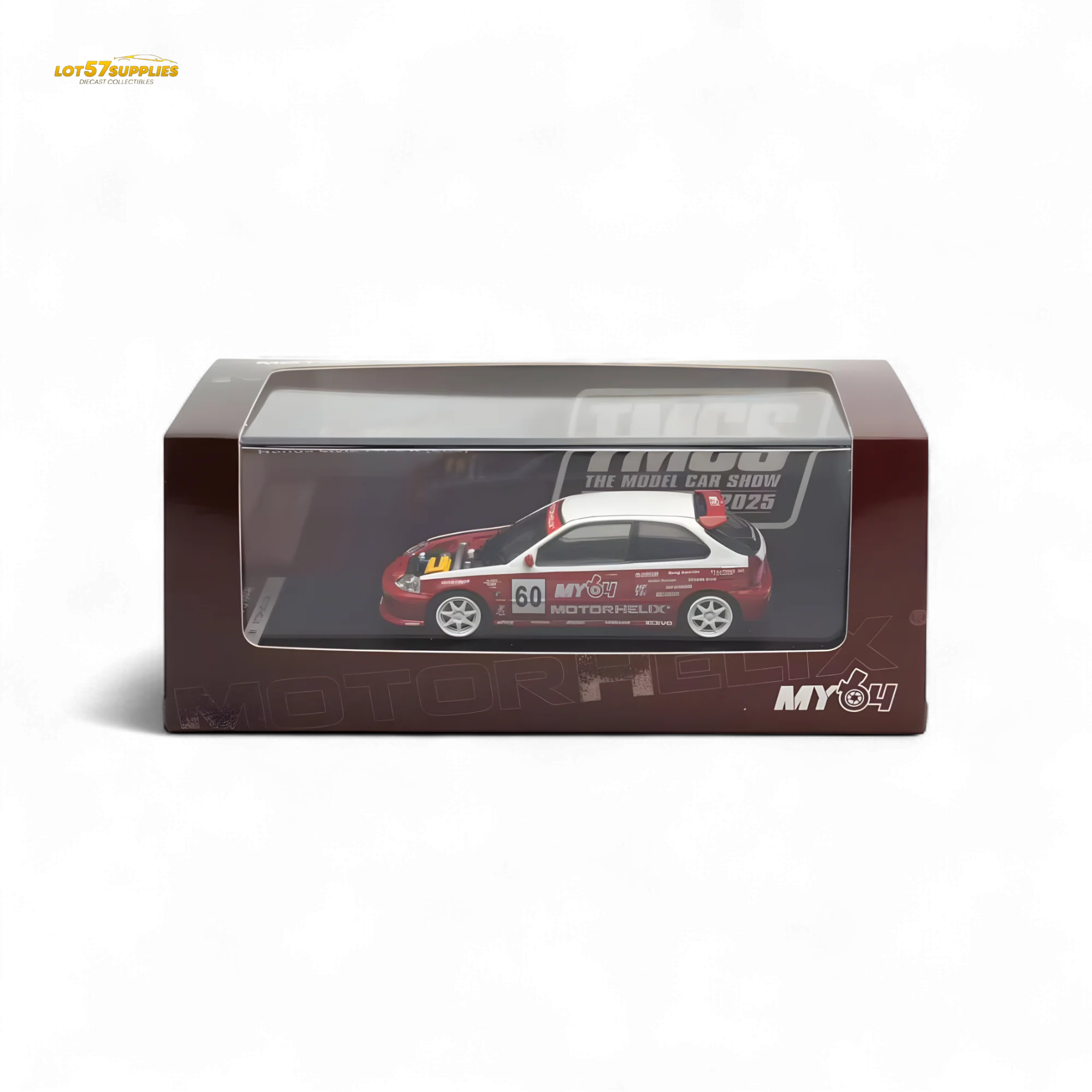 Motorhelix Honda Civic EK9 White Red 1:64 - Image 3