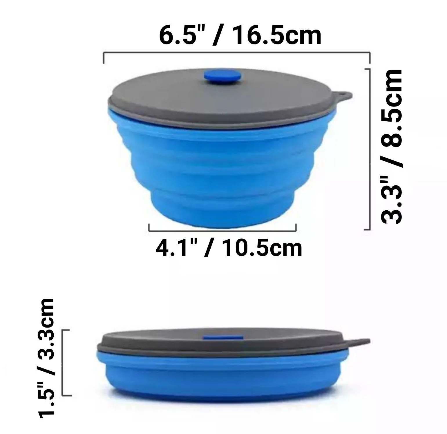 Mr. Peanut's 30oz Collapsible Silicone Camping Bowl with Lid & Foldable Fork - Image 5