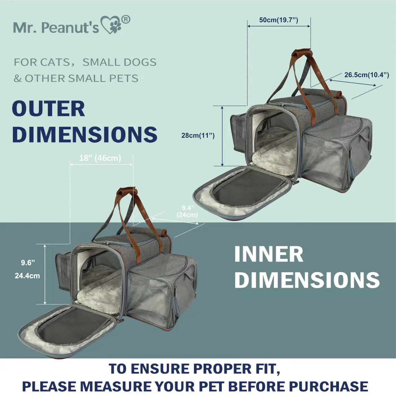Mr. Peanut's Gold Series Big Apple XL Size Double Expandable Pet Carrier - Image 2