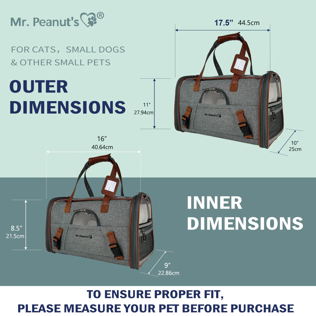 Mr. Peanut's Gold Series Standard Size Airline Compliant Pet Carrier - Image 2