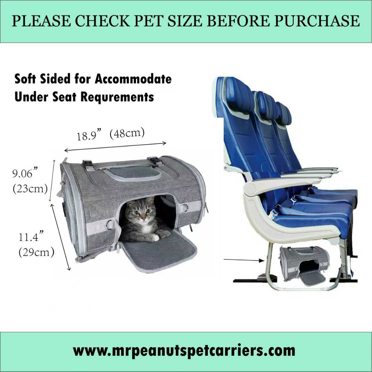 Mr. Peanut's Monterey Series Airline Compliant Horizontal Backpack Pet Carrier - Image 8