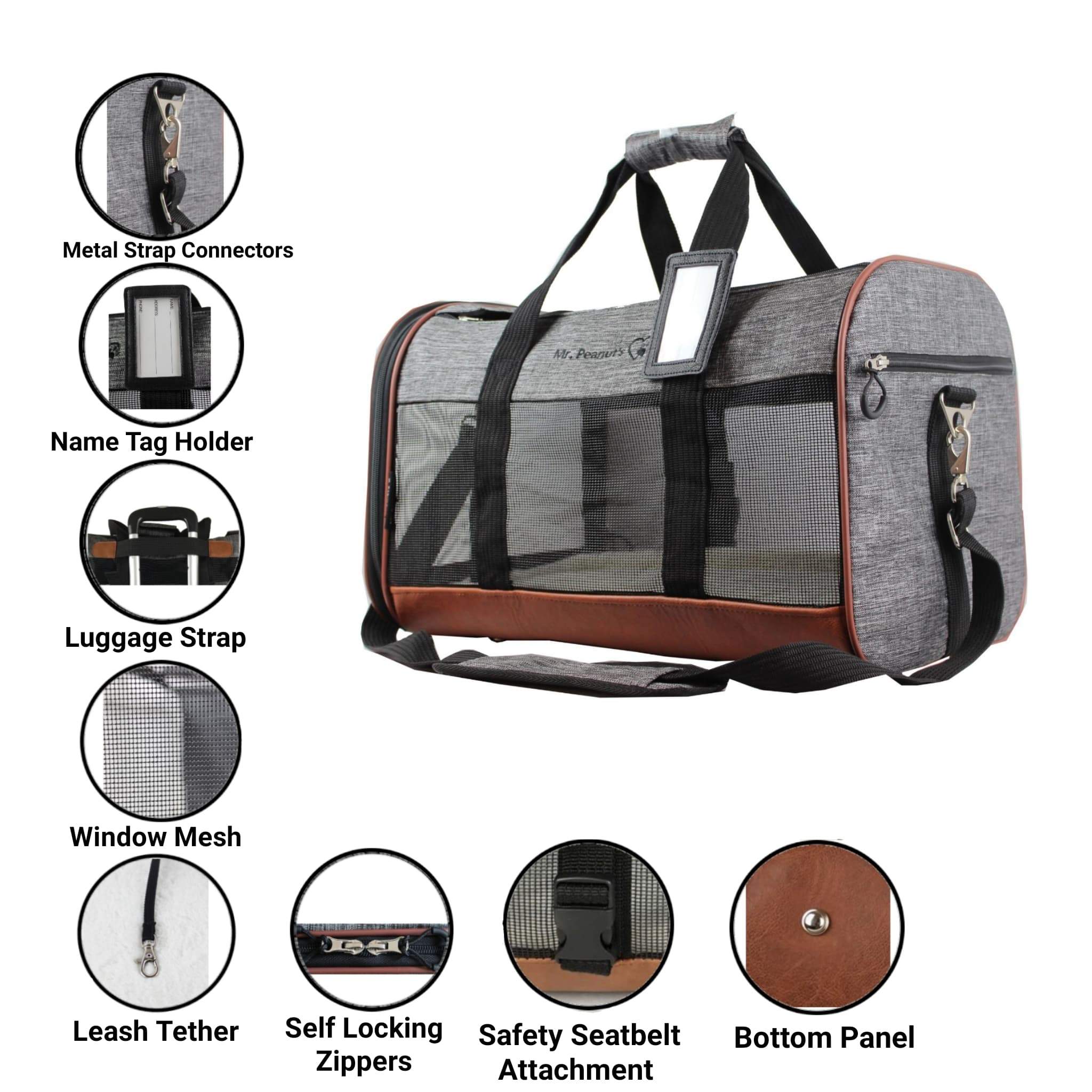 Mr. Peanut's Rhodium Series Mini Size Soft Sided Pet Carrier - Note Sizing in Description - Image 7