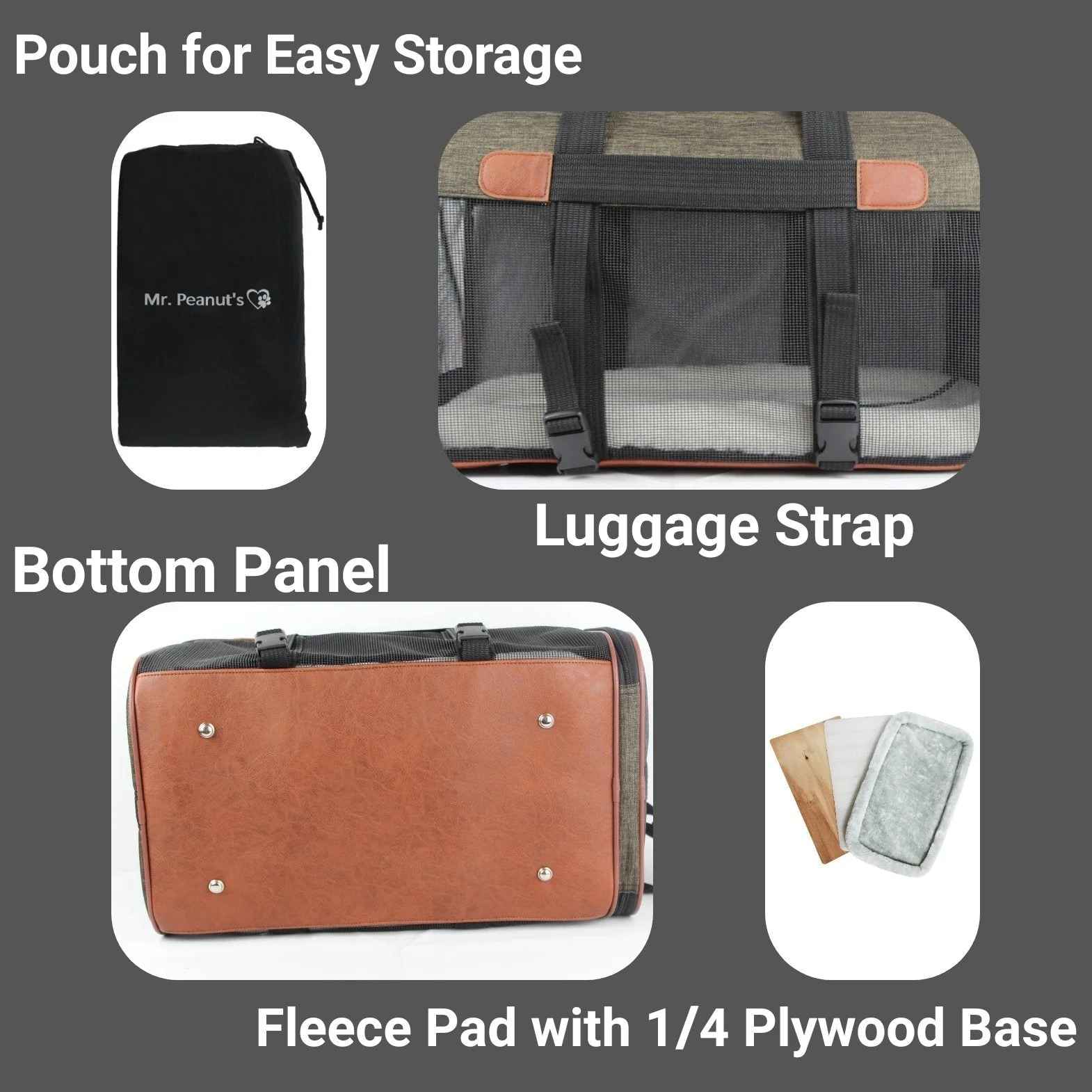 Mr. Peanut's Rhodium Series Mini Size Soft Sided Pet Carrier - Note Sizing in Description - Image 9