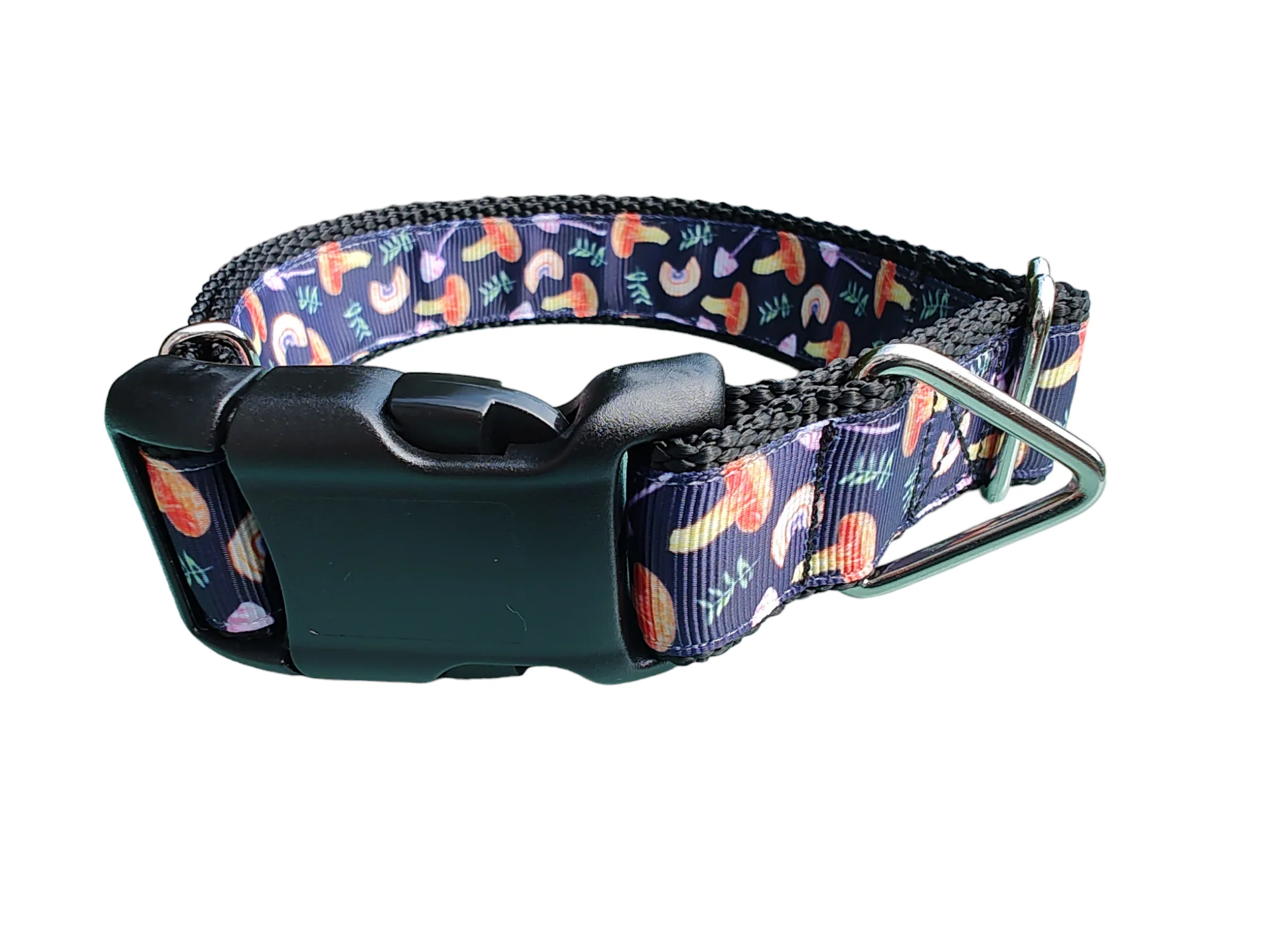 Mushrooms and Ferns Nylon Dog Collar - Image 2