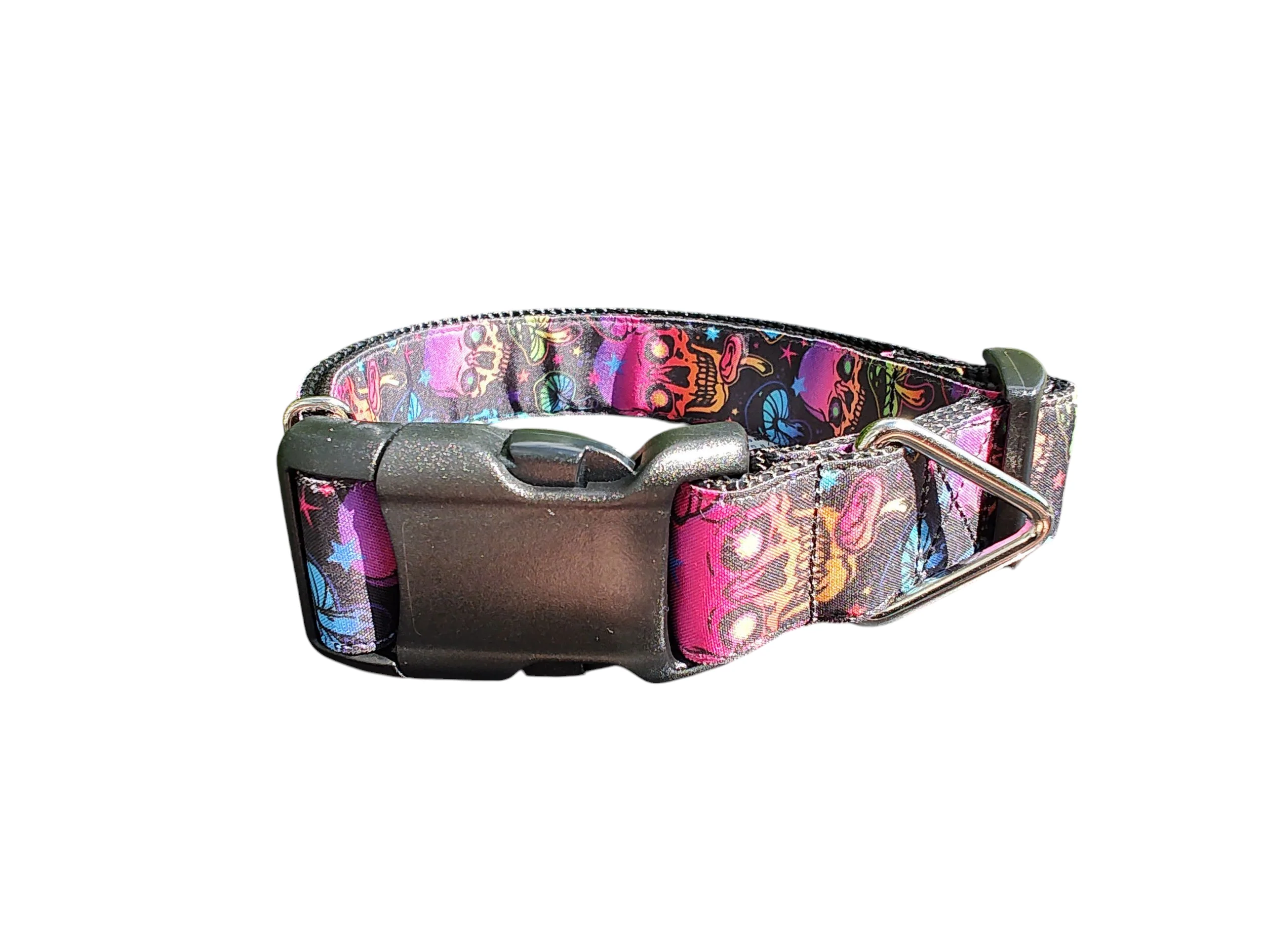 Mushrooms and Skulls Nylon Dog Collar - Image 2