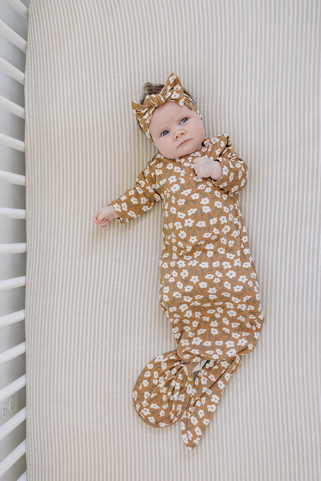 Mustard Floral Ribbed Bamboo Head Wrap - Image 2