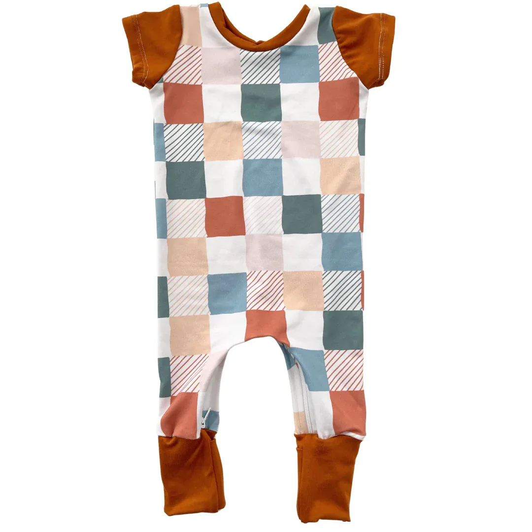 Muted Check Zip Romper - Image 4