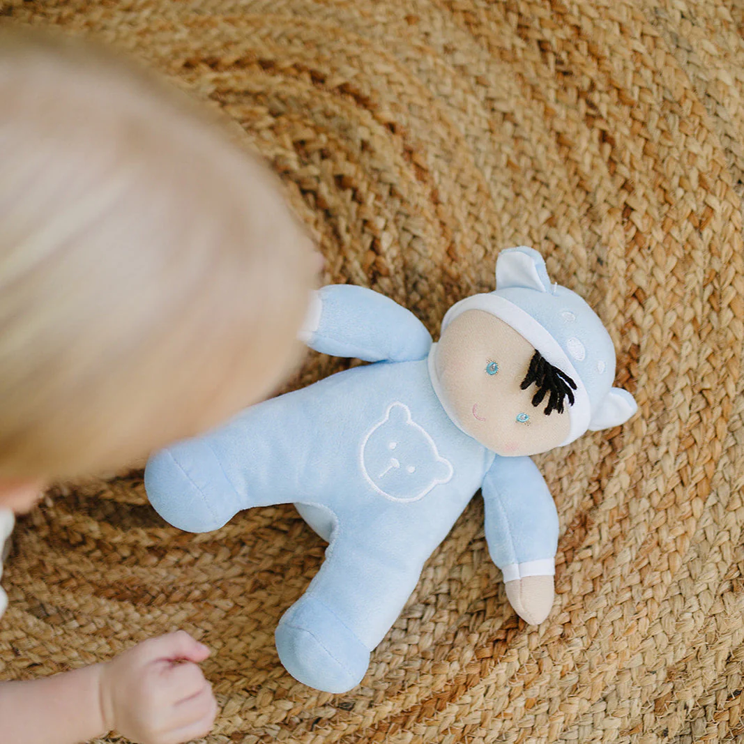 My First Baby Boy Doll in Blue with Rattle - Image 4