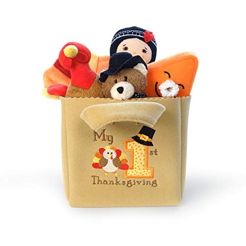 My First Thanksgiving Toy with Plush Gobble Turkey, Teddy Bear, Little Pumpkin Pie - Image 2