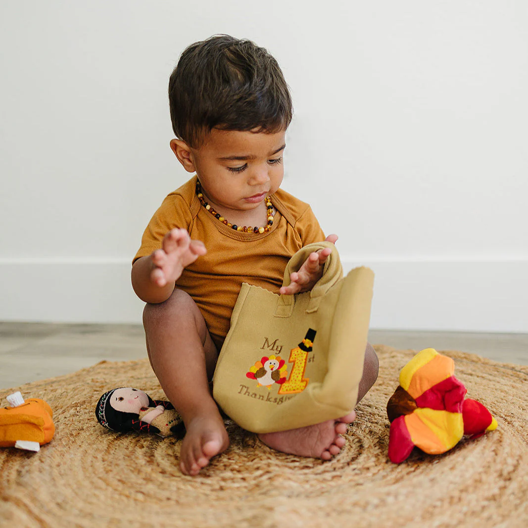 My First Thanksgiving Toy with Plush Gobble Turkey, Teddy Bear, Little Pumpkin Pie - Image 4