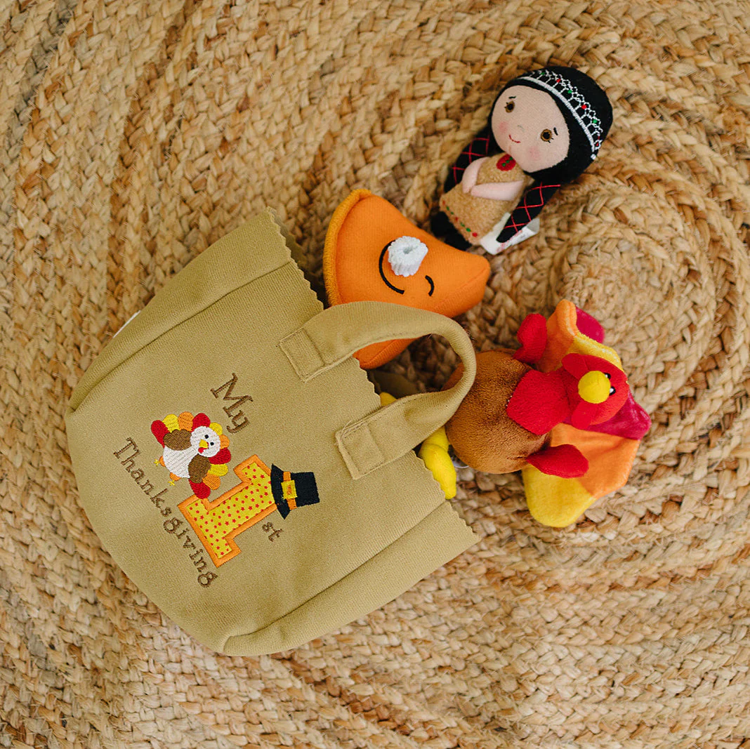 My First Thanksgiving Toy with Plush Gobble Turkey, Teddy Bear, Little Pumpkin Pie - Image 7