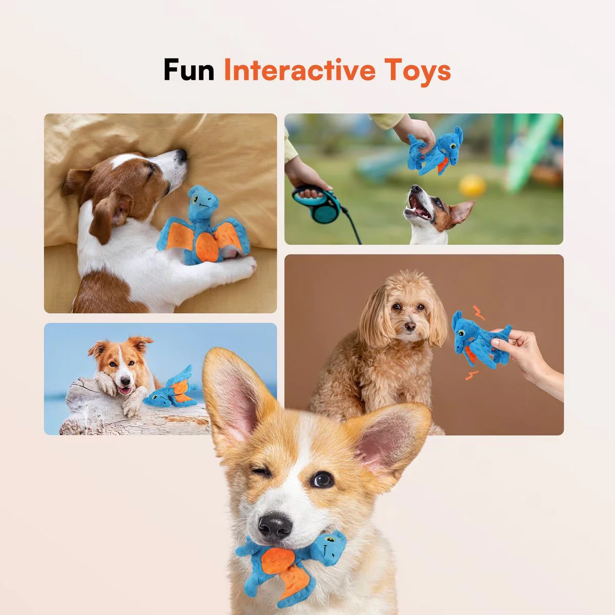 My T-Rex - Squeaky Dog Toys - Peter The Mini Pterodactyl Plush Dog Toy with Crinkle Paper - S - Image 6