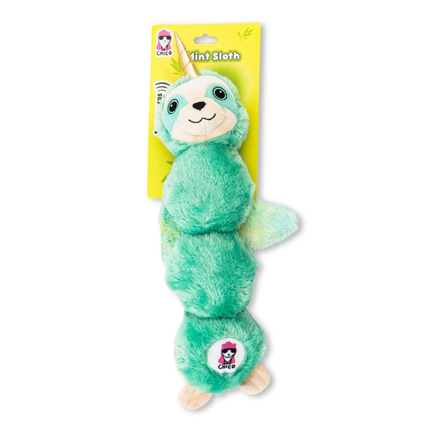 Mystical Mint Winged Sloth Plush Dog Toy – with Squeaker & Crinkle Paper for Fun Play - Image 2