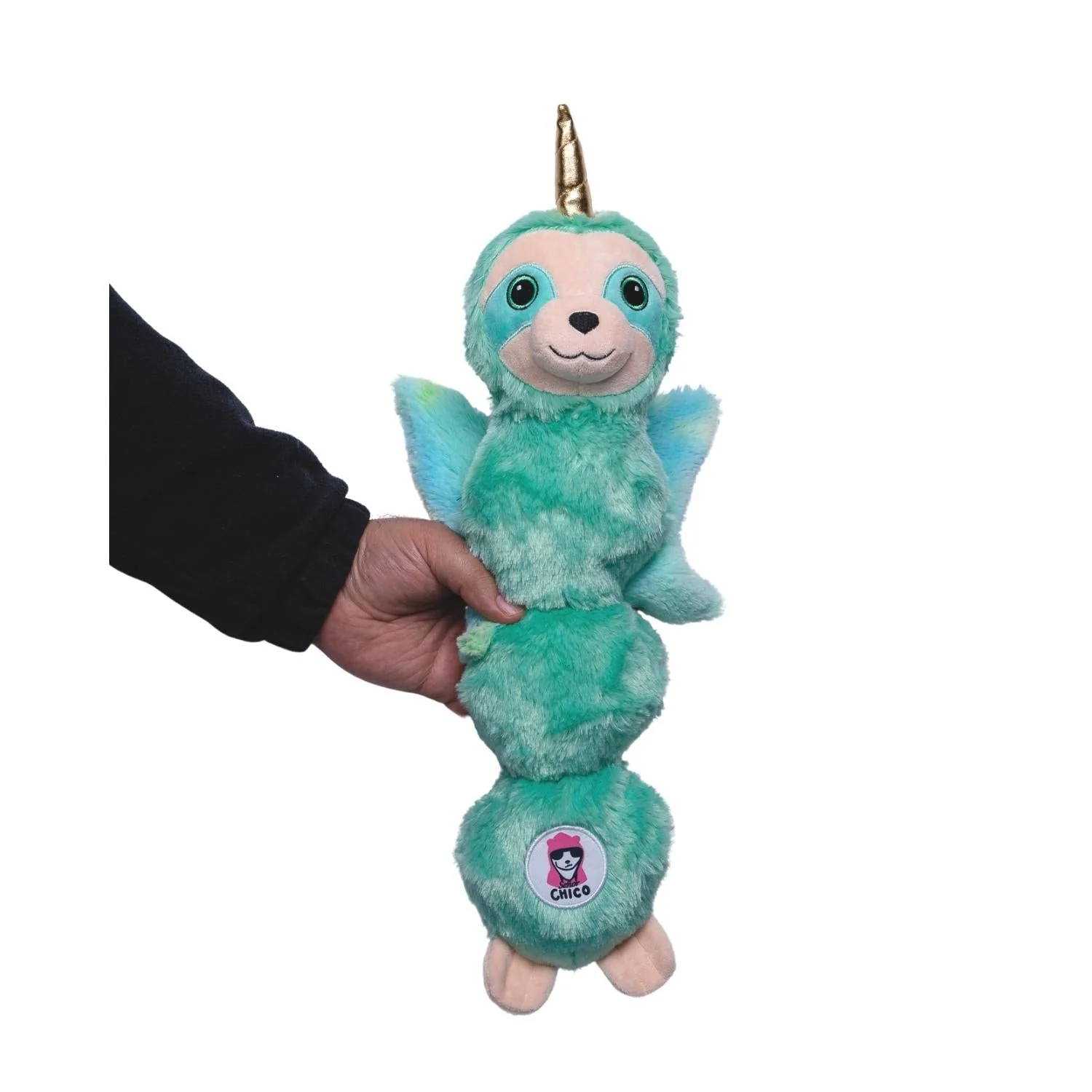Mystical Mint Winged Sloth Plush Dog Toy – with Squeaker & Crinkle Paper for Fun Play - Image 6