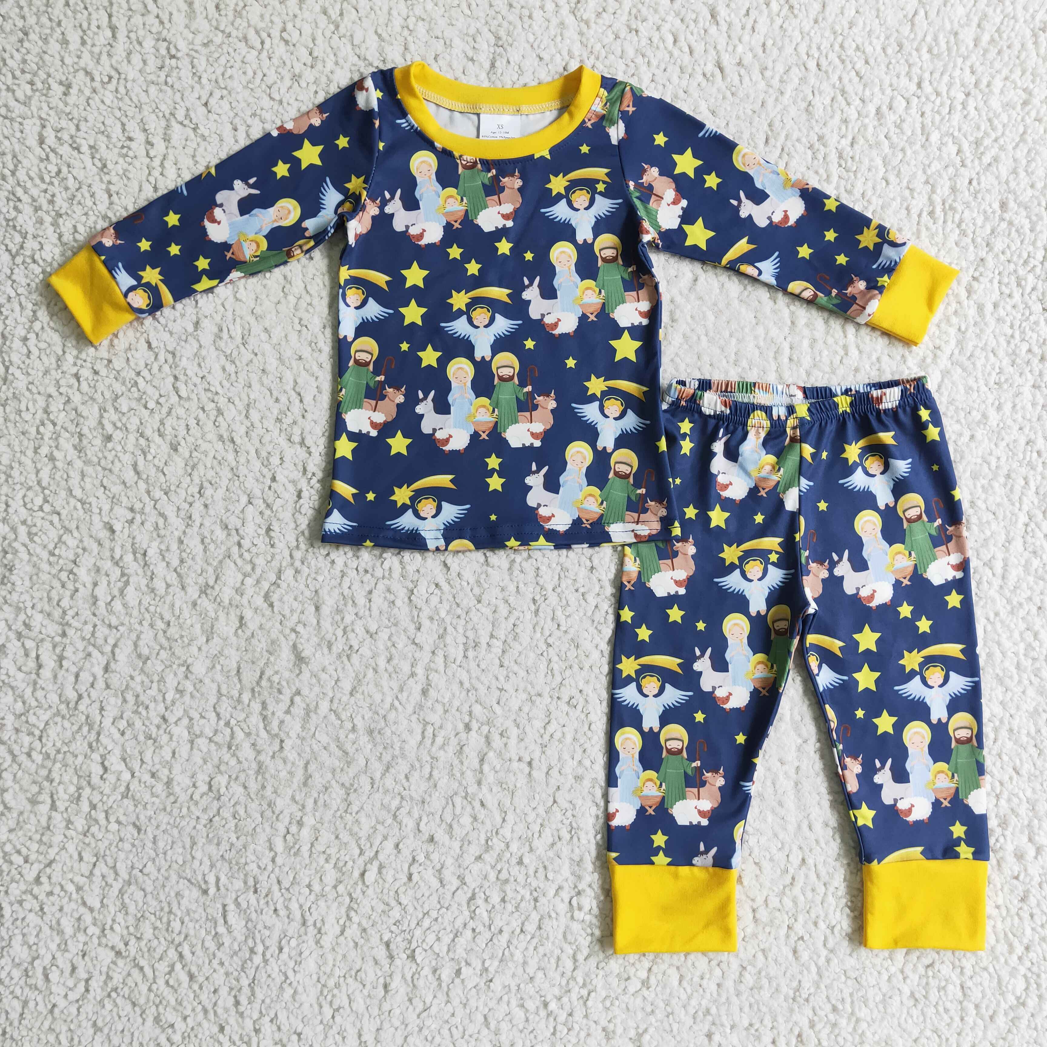 Nativity long sleeves kids boy Christmas pajamas - Image 2