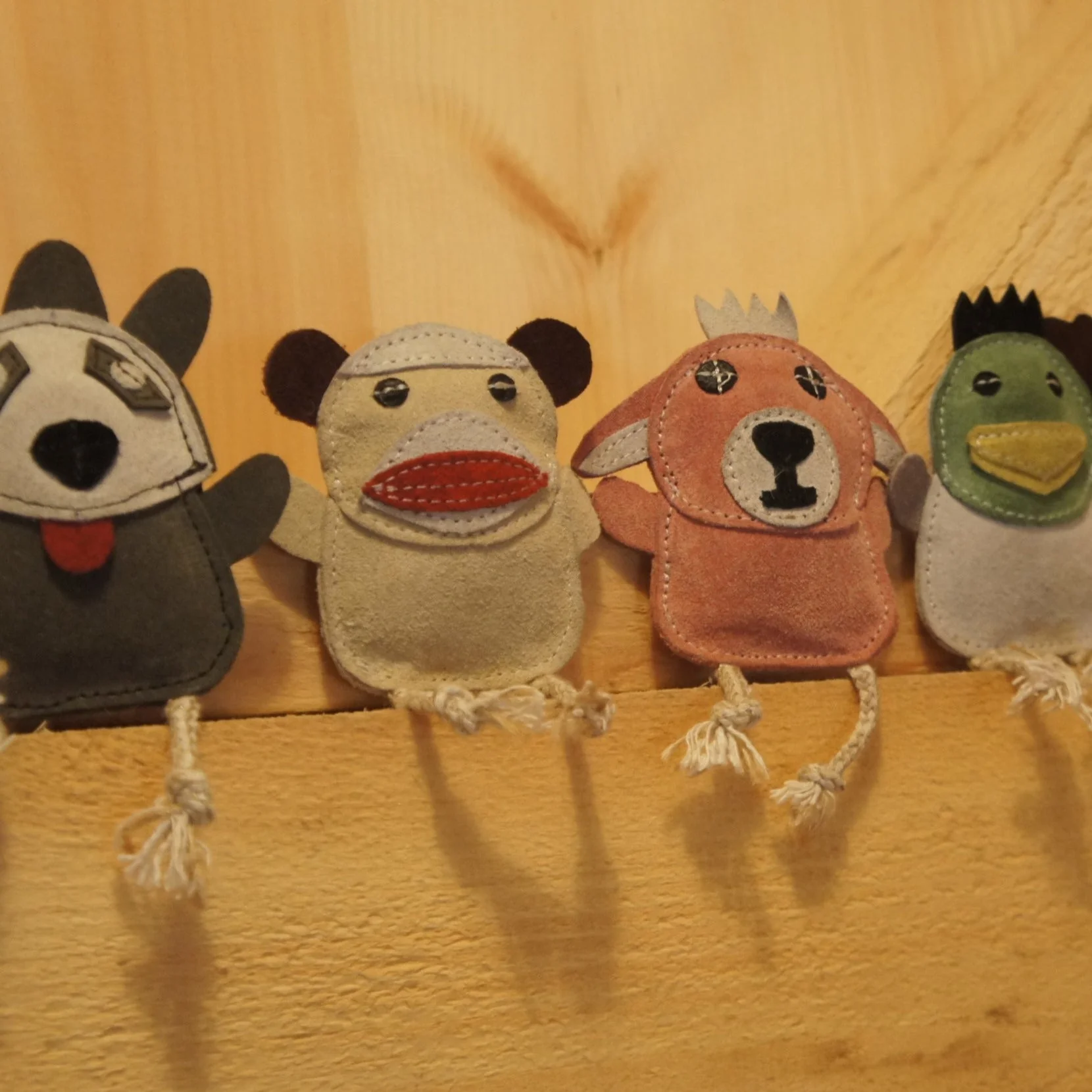 Natural Leather Wee Buddies Sock Monkey & Raccoon Dog Toys, 2 Pack - Image 6