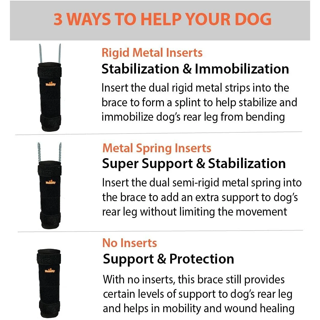 NeoAlly 3-in-1 Long Rear Leg Hock Brace - Rigid and Spring Inserts | Safety Reflective Straps [Long Version] (Pair) - Image 4