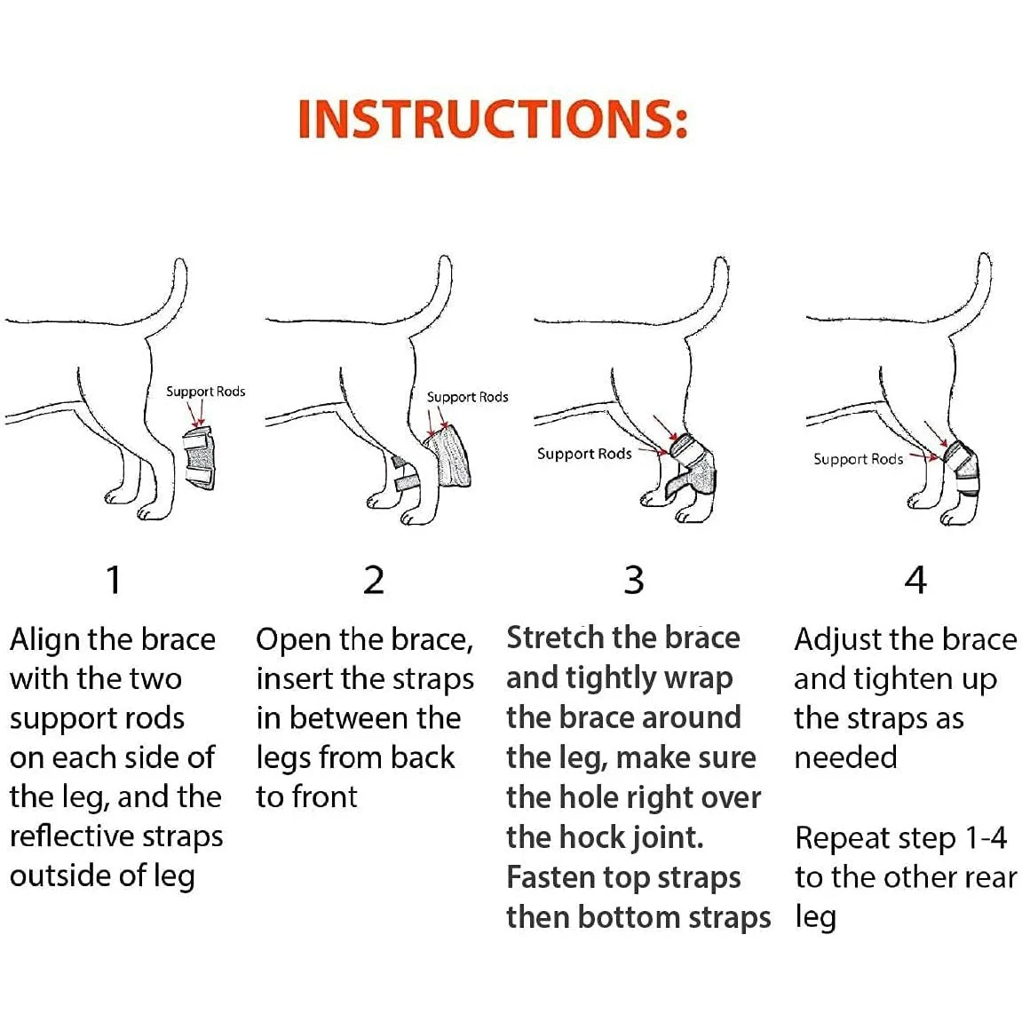 NeoAlly 3-in-1 Short Rear Leg Hock Brace for Smaller Dogs with Rigid and Spring Inserts | Safety Reflective Straps [Short Version] (Pair) - Image 7