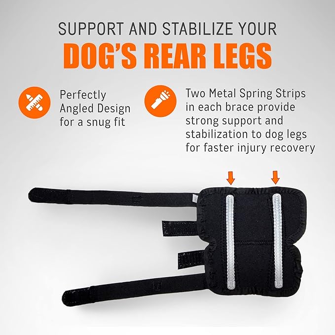 NeoAlly Dog Rear Leg Hock Brace with Metal Spring Strips for Large Dogs [Long Version] (Pair) - Image 8