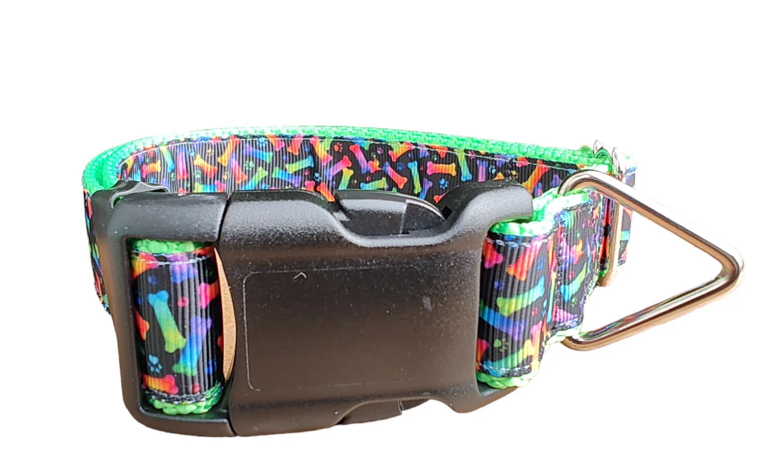 Neon Bones Green Nylon Dog Collar MD, LG, XL, Leash - Image 3