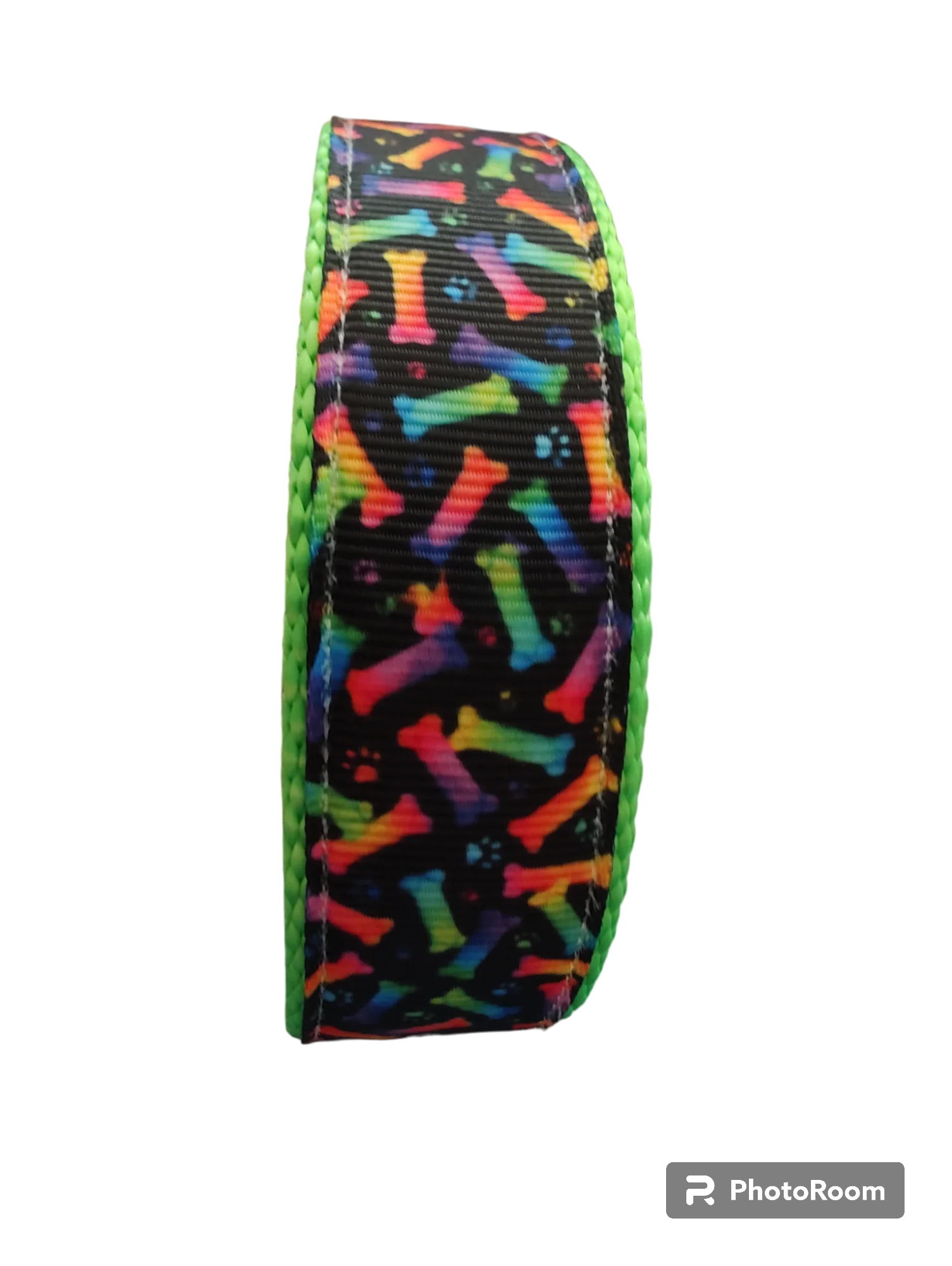 Neon Bones Green Nylon Dog Collar MD, LG, XL, Leash - Image 4