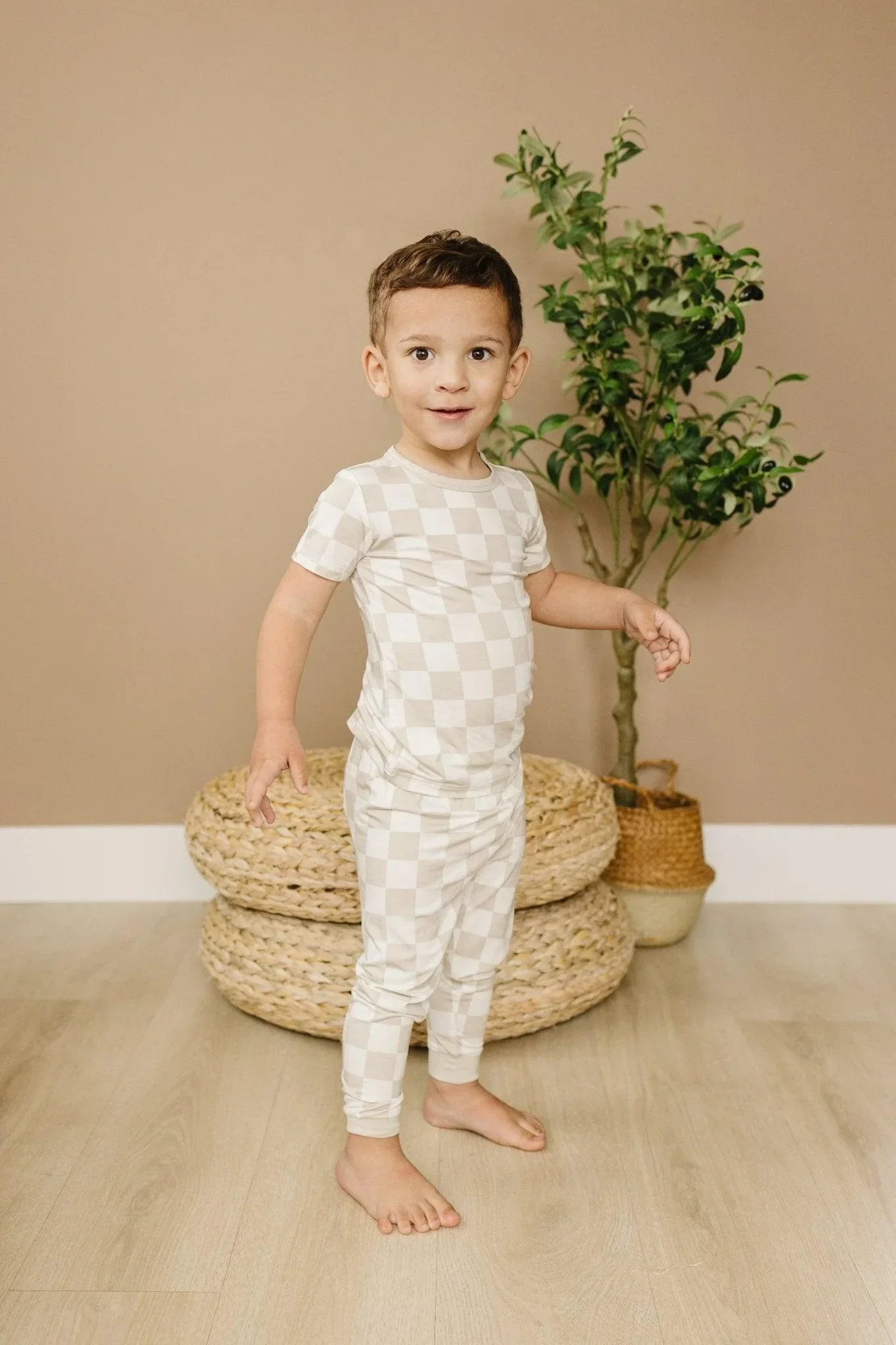 Neutral Checker 2pc Bamboo Pajamas - Image 4