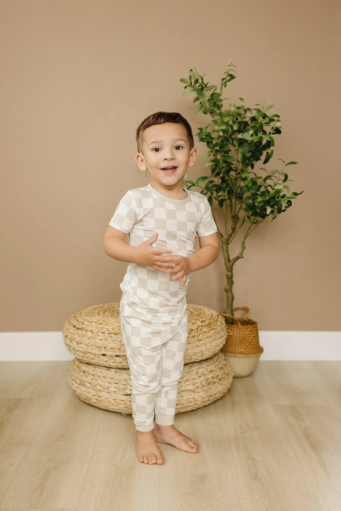 Neutral Checker 2pc Bamboo Pajamas - Image 5