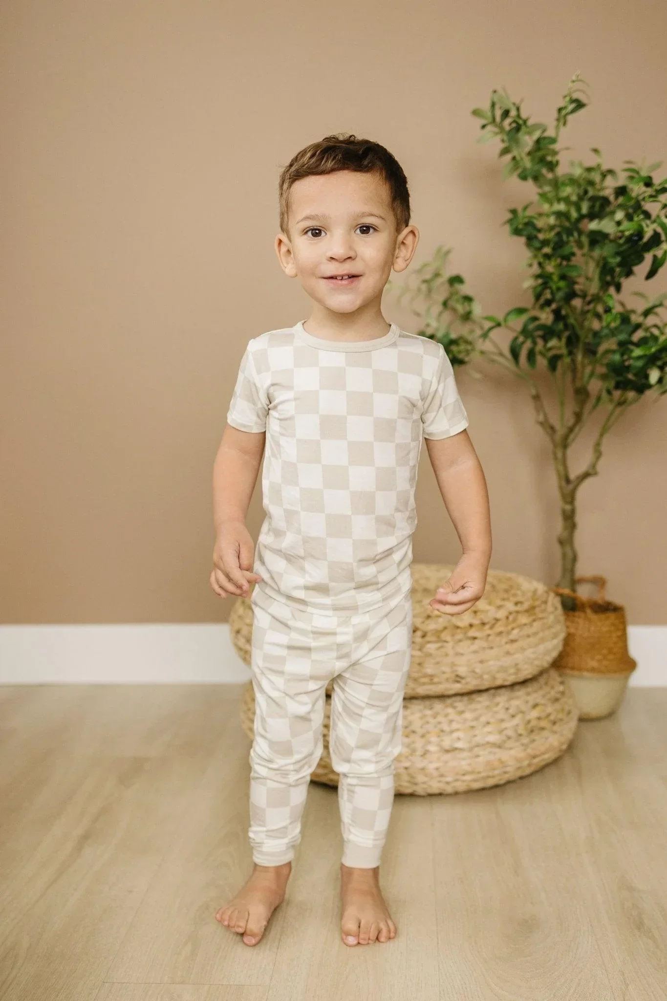Neutral Checker 2pc Bamboo Pajamas - Image 6