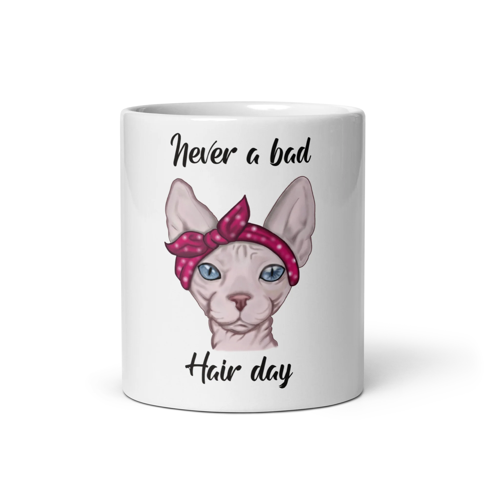 "NEVER A BAD HAIR DAY" SPHYNX COFFEE MUG - Image 5