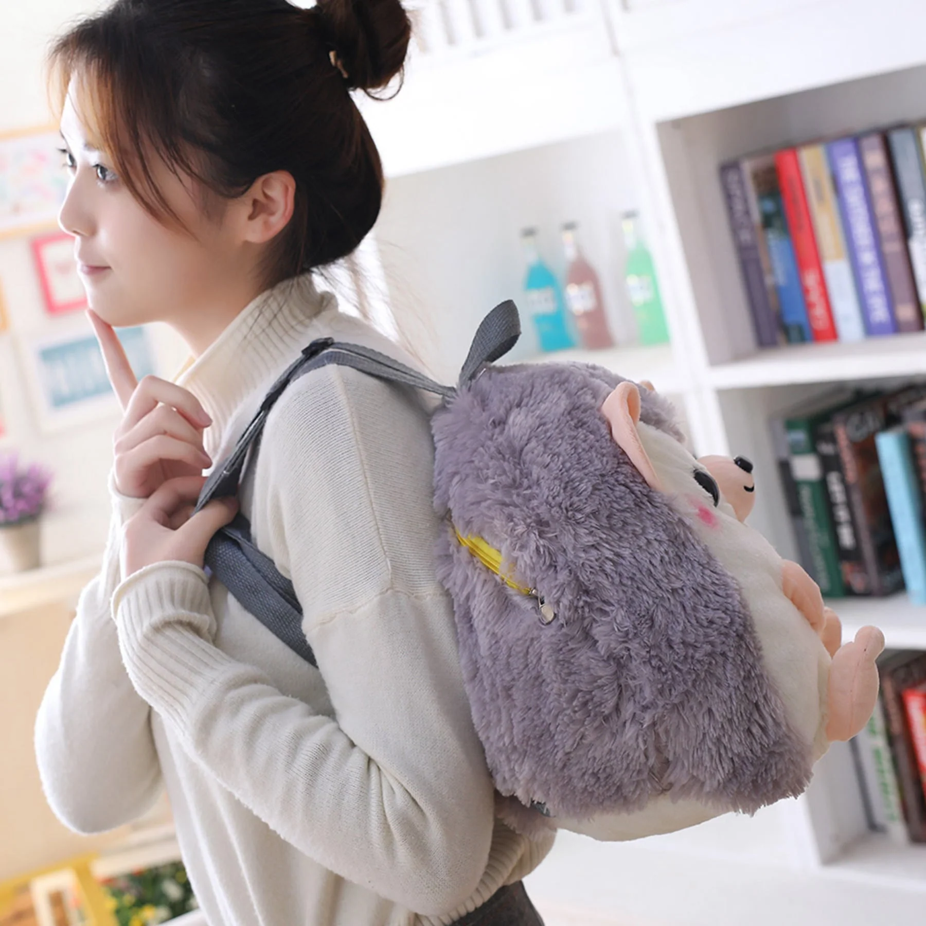 New Cute Cartoon Hedgehog Schoolbag Student Plush Toy - Image 5
