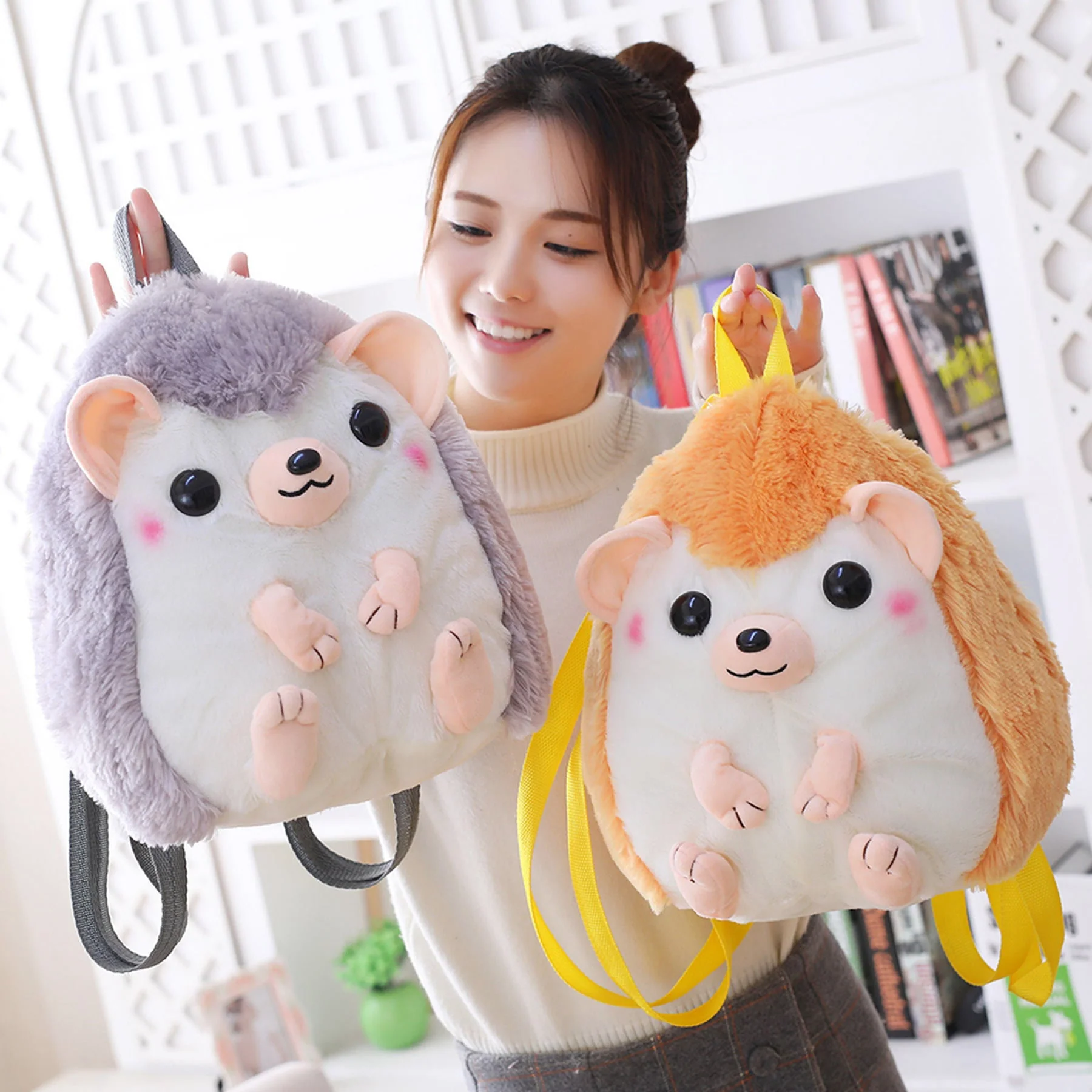 New Cute Cartoon Hedgehog Schoolbag Student Plush Toy - Image 7