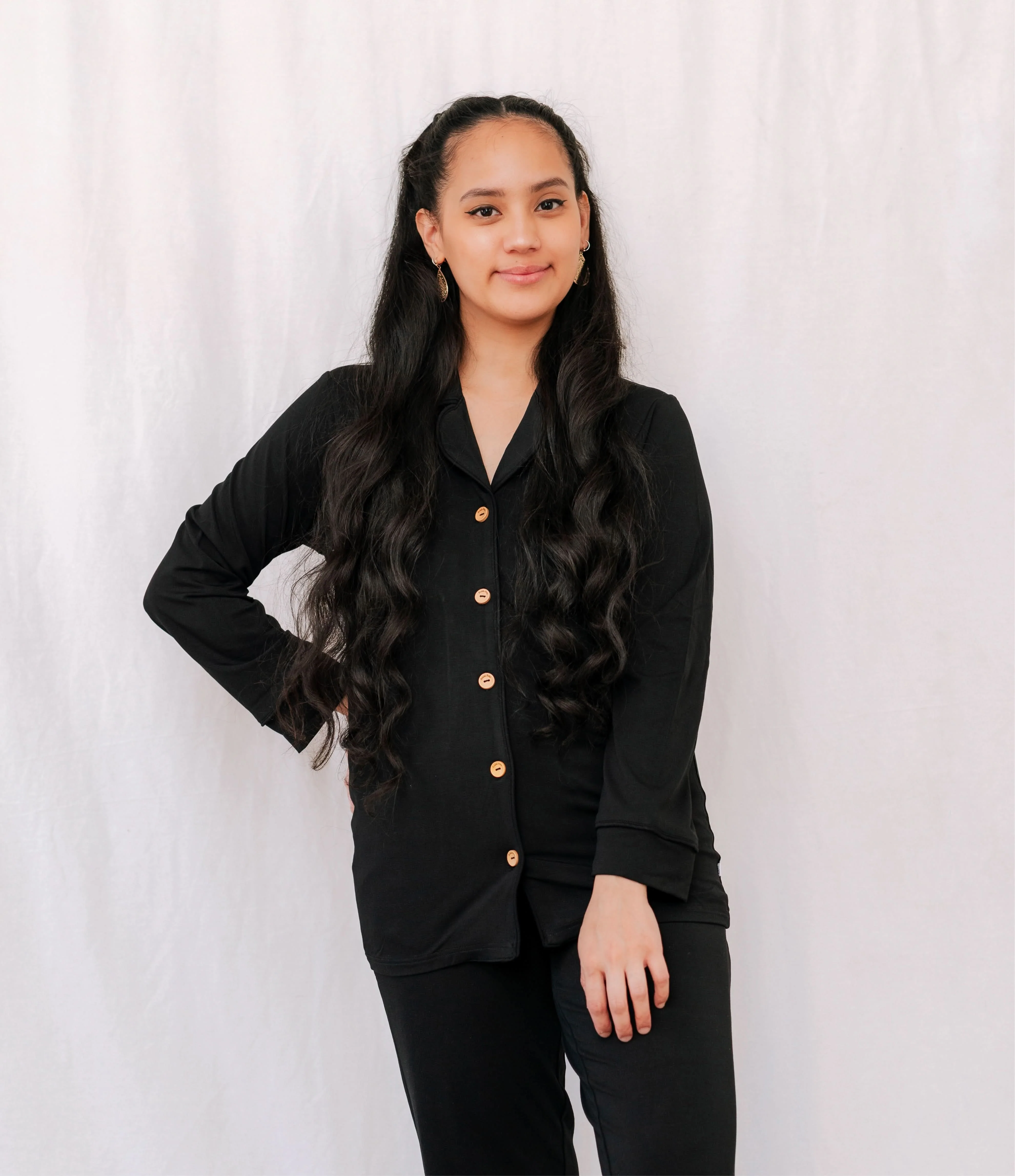 Nightfall | Adult Button Pajama Top White Trim