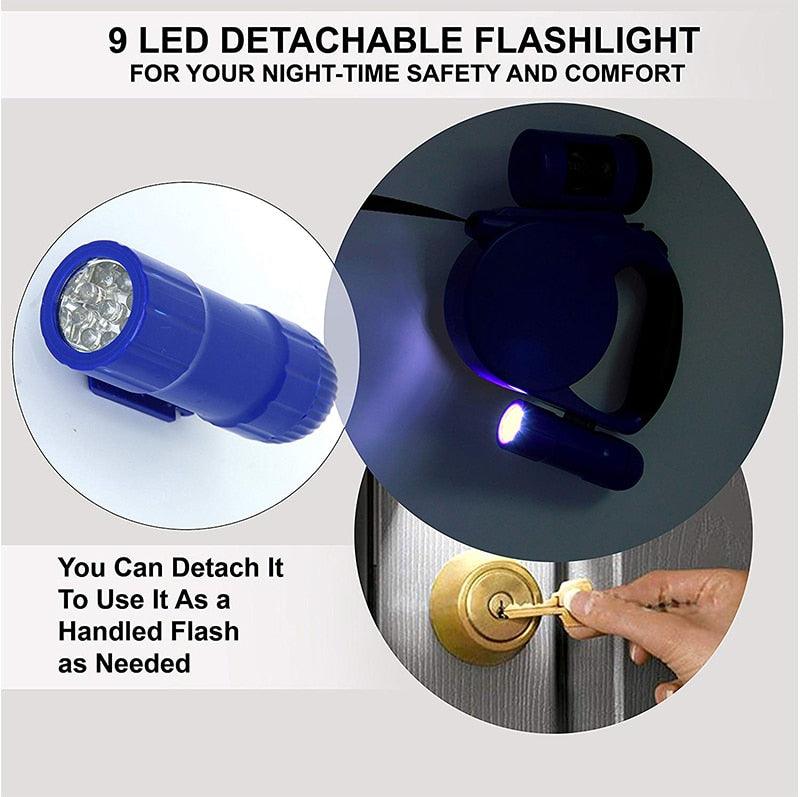 Nightwalk 4.5M Led Light And Waste Bag Dispenser Retractable Dog Leash - Image 2